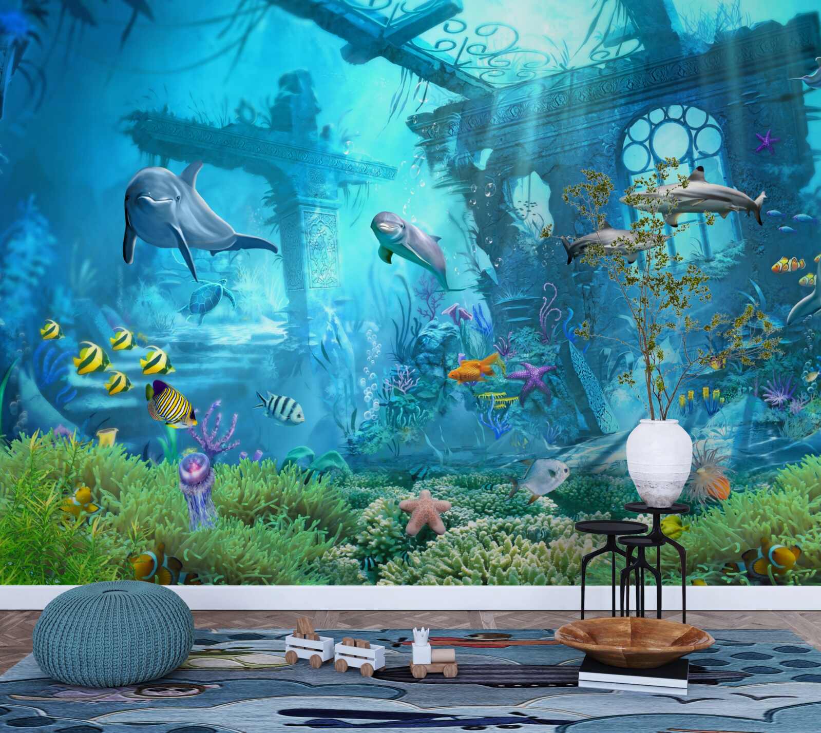 Fototapeta delfíny na úpätí mora