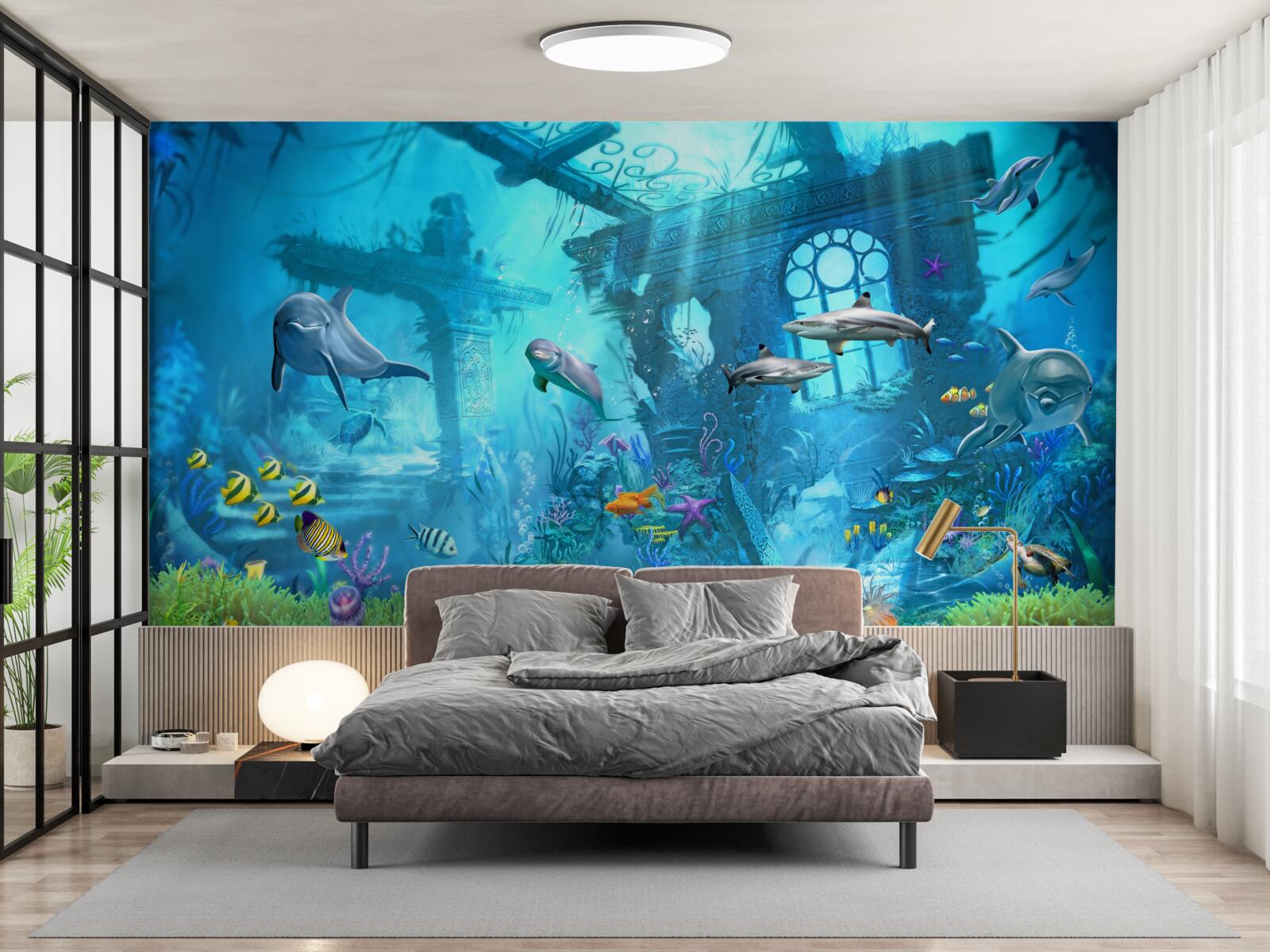 Fototapeta delfíny na úpätí mora