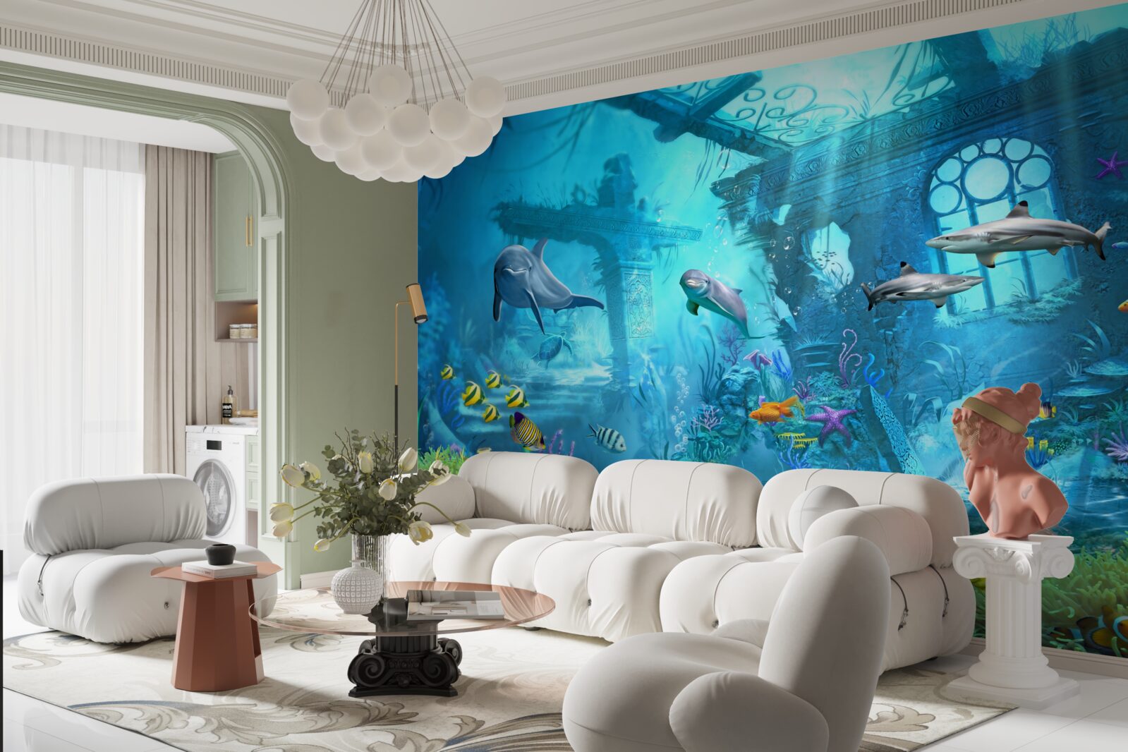 Fototapeta delfíny na úpätí mora