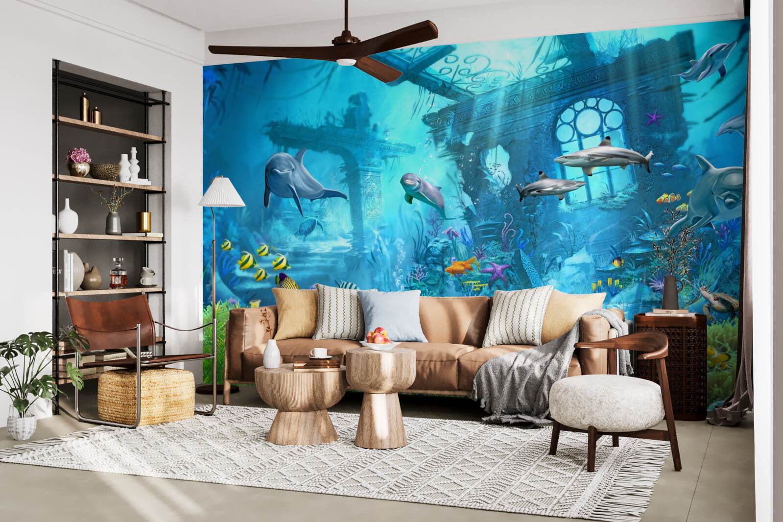 Fototapeta delfíny na úpätí mora