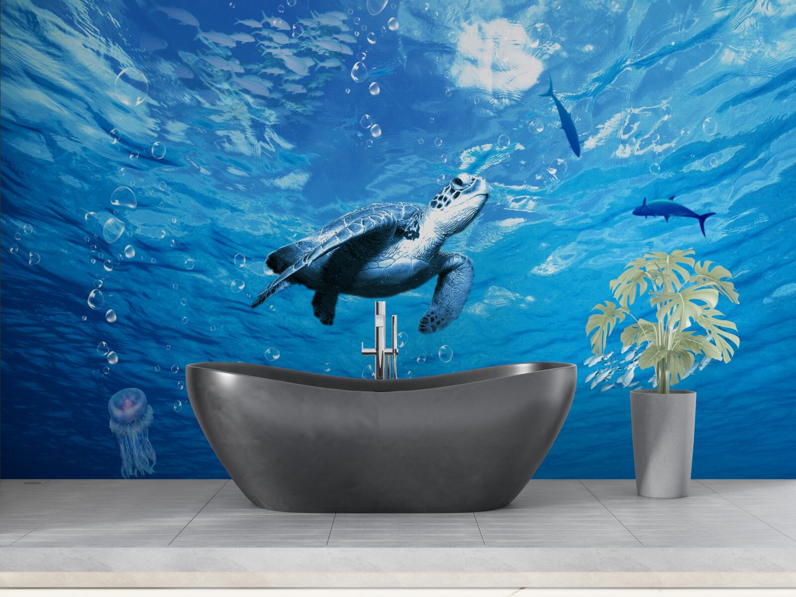 Fototapeta modré more zdobí morská korytnačka