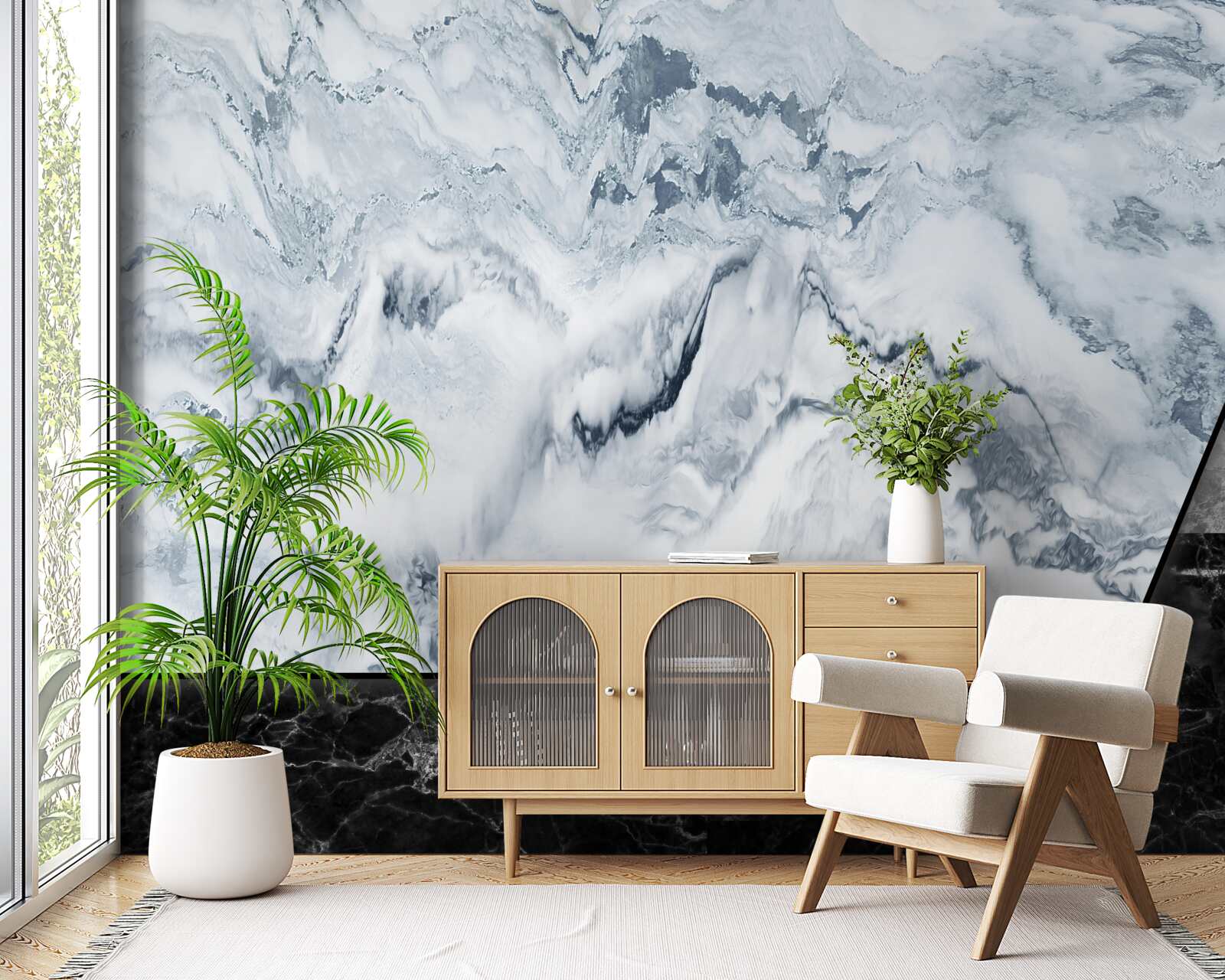 Fototapeta abstrakcia z bieleho a čierneho mramoru