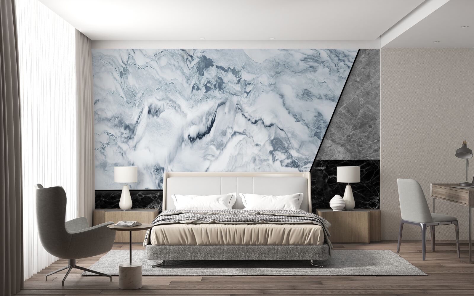 Fototapeta abstrakcia z bieleho a čierneho mramoru