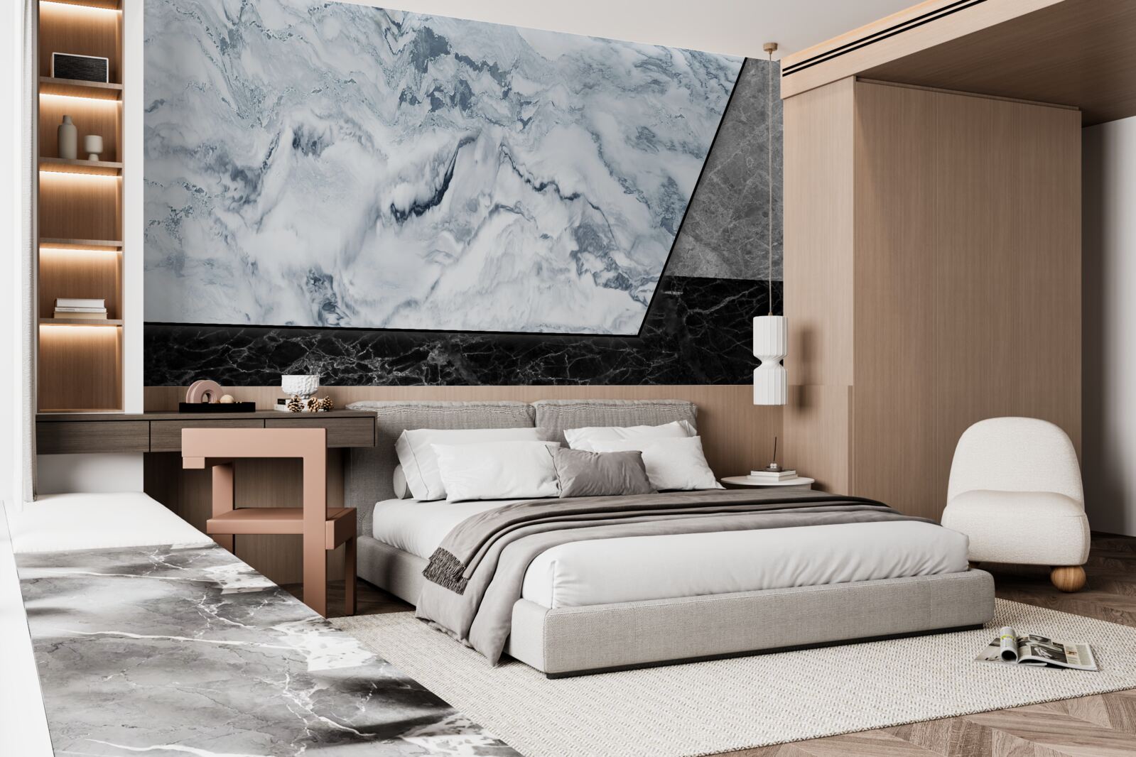 Fototapeta abstrakcia z bieleho a čierneho mramoru