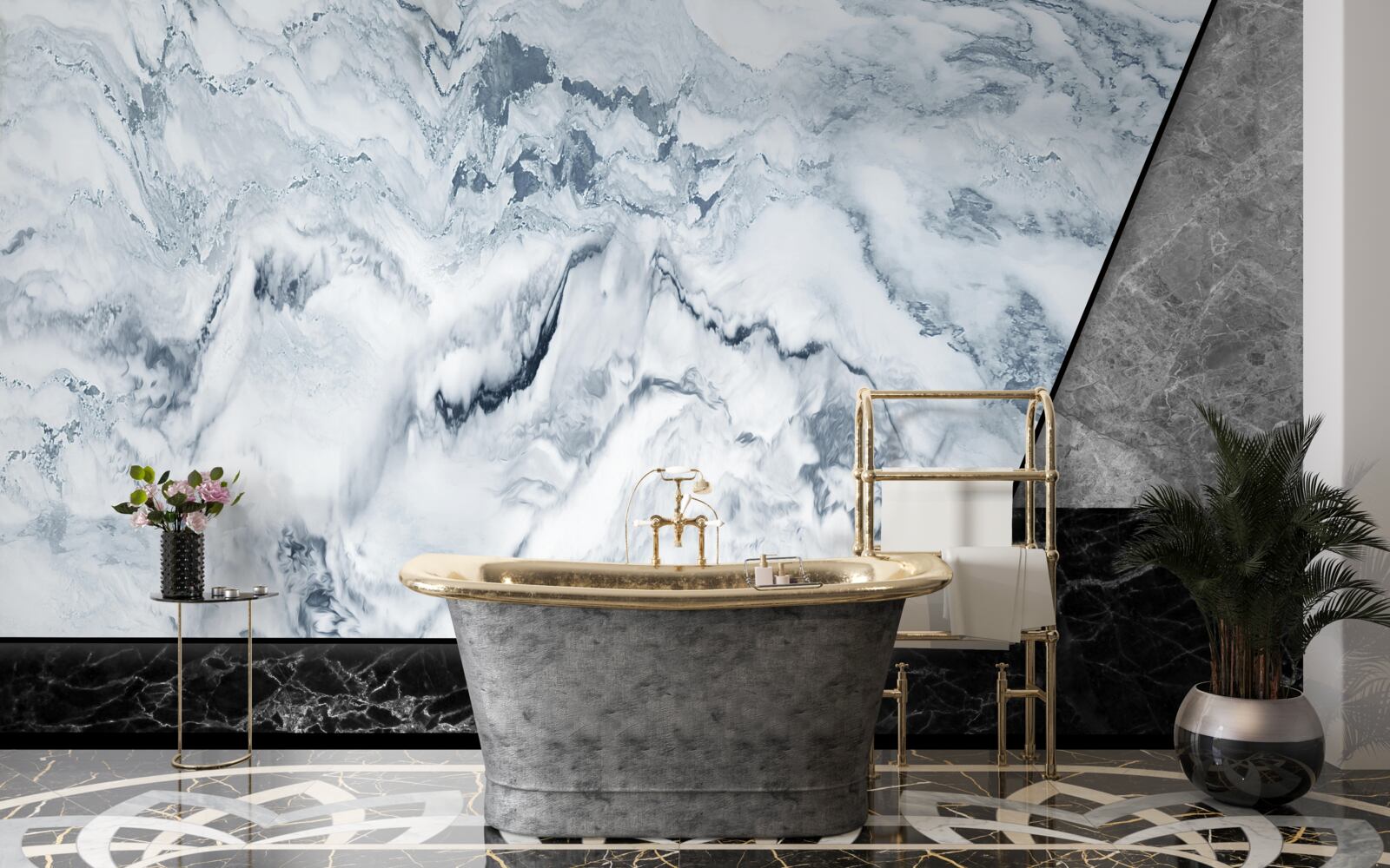 Fototapeta abstrakcia z bieleho a čierneho mramoru