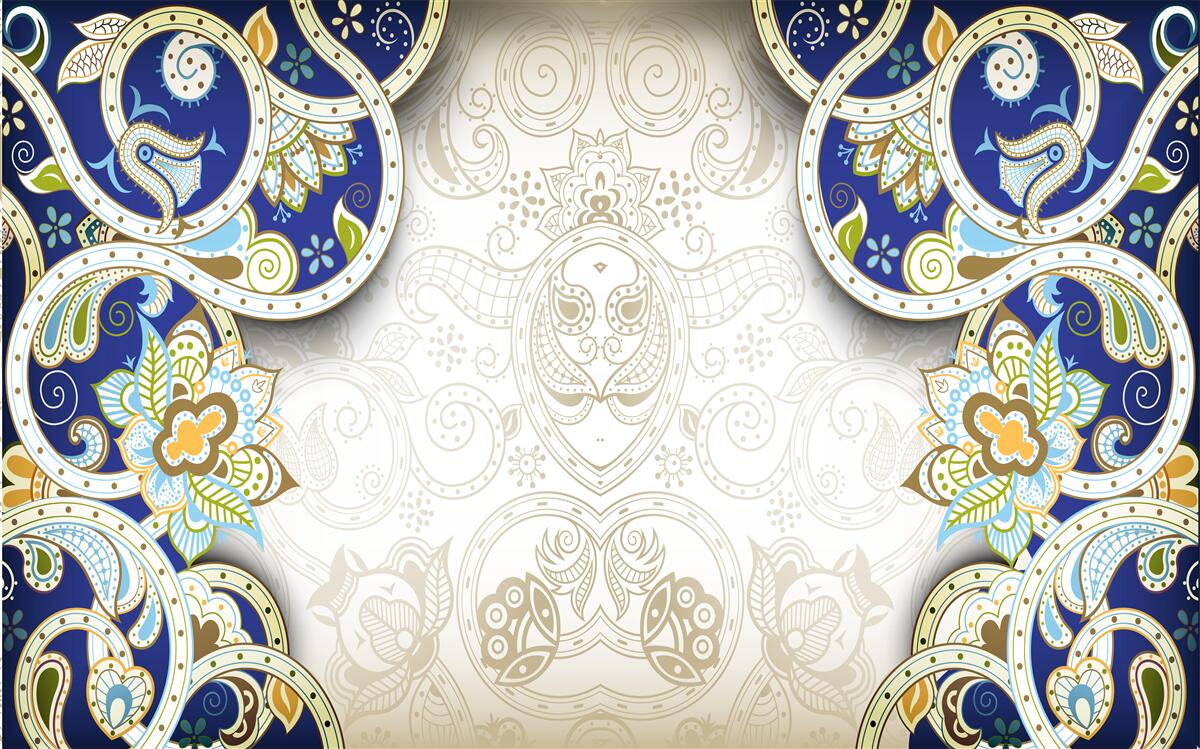 Fototapeta dekorácia v orientálnom štýle v modrých farbách
