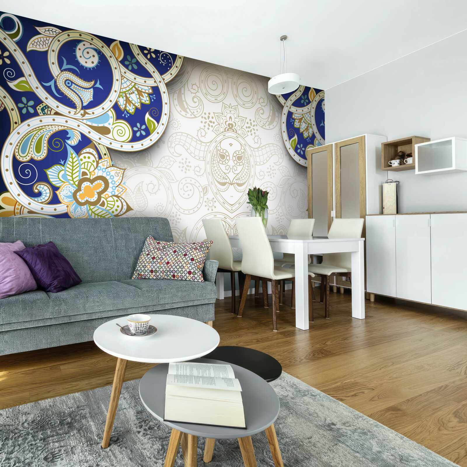 Fototapeta dekorácia v orientálnom štýle v modrých farbách