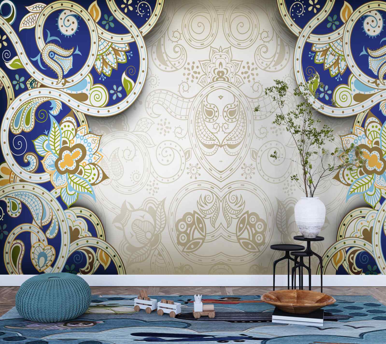 Fototapeta dekorácia v orientálnom štýle v modrých farbách