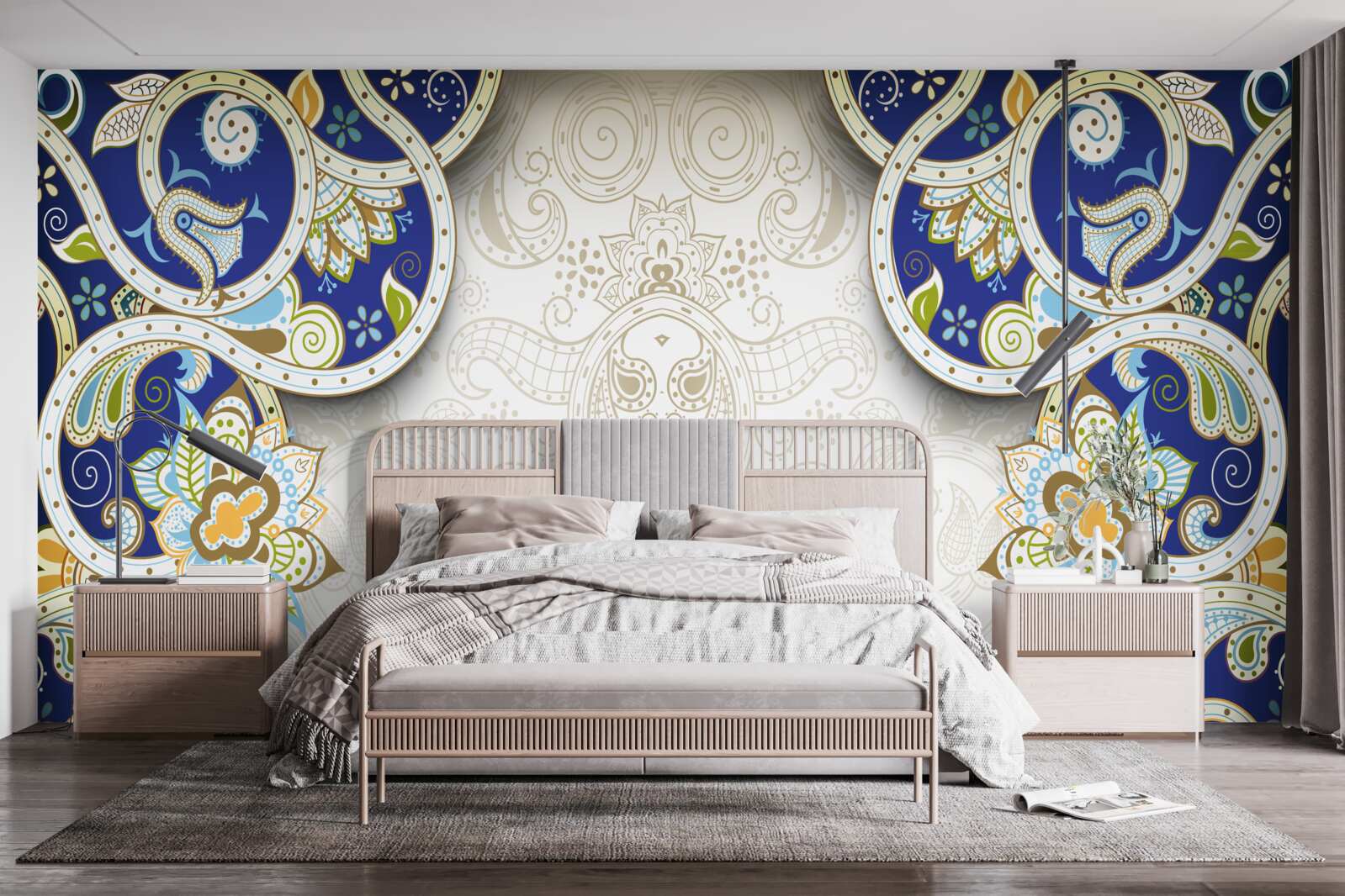 Fototapeta dekorácia v orientálnom štýle v modrých farbách