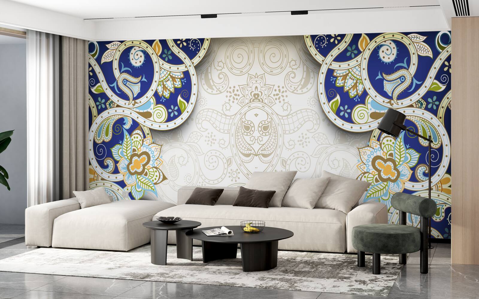 Fototapeta dekorácia v orientálnom štýle v modrých farbách
