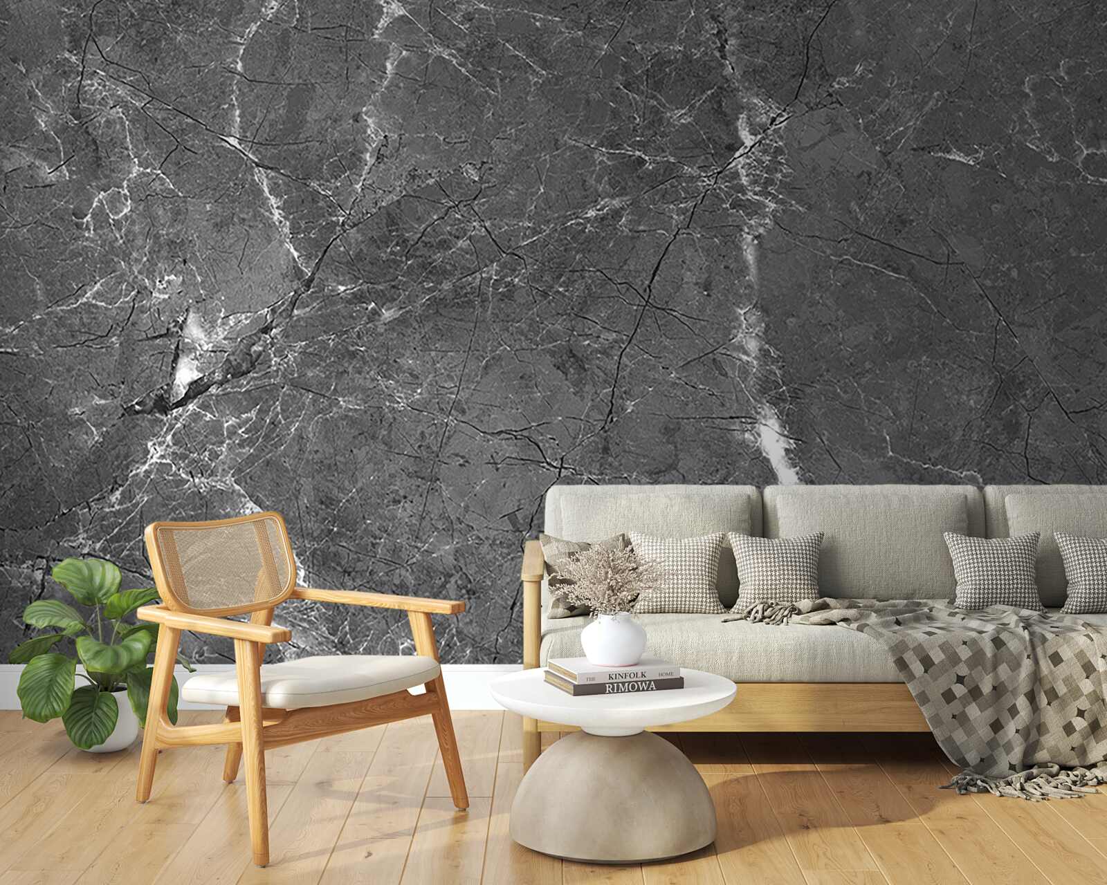 Fototapeta biele krivky na sivom mramore