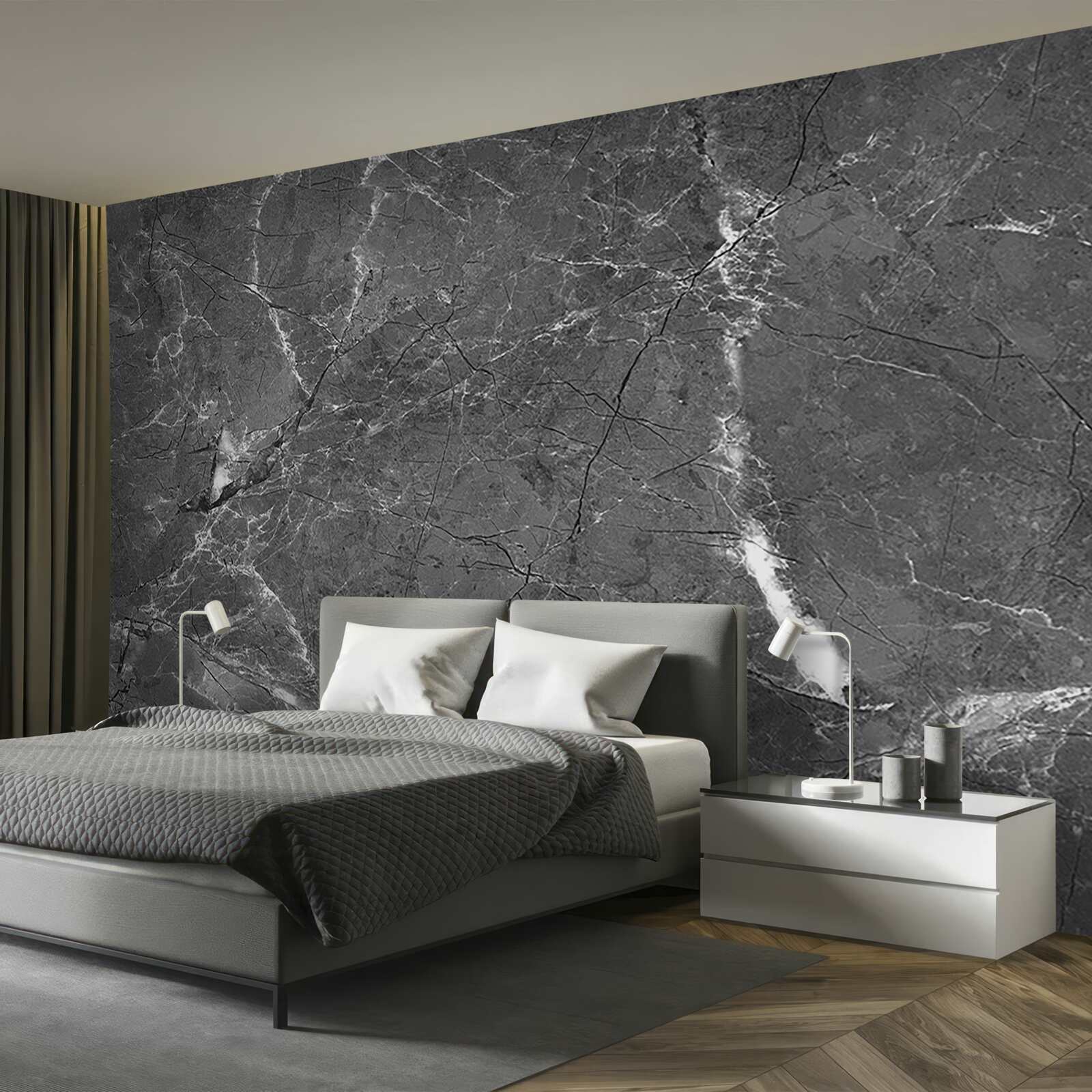 Fototapeta biele krivky na sivom mramore