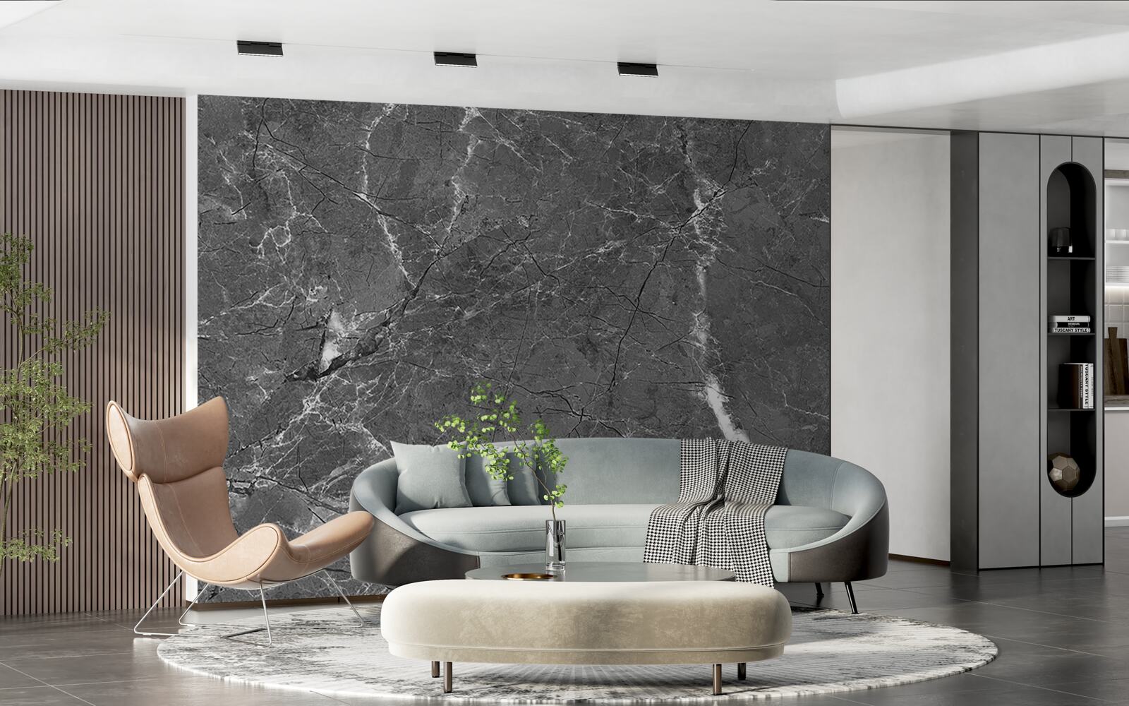 Fototapeta biele krivky na sivom mramore