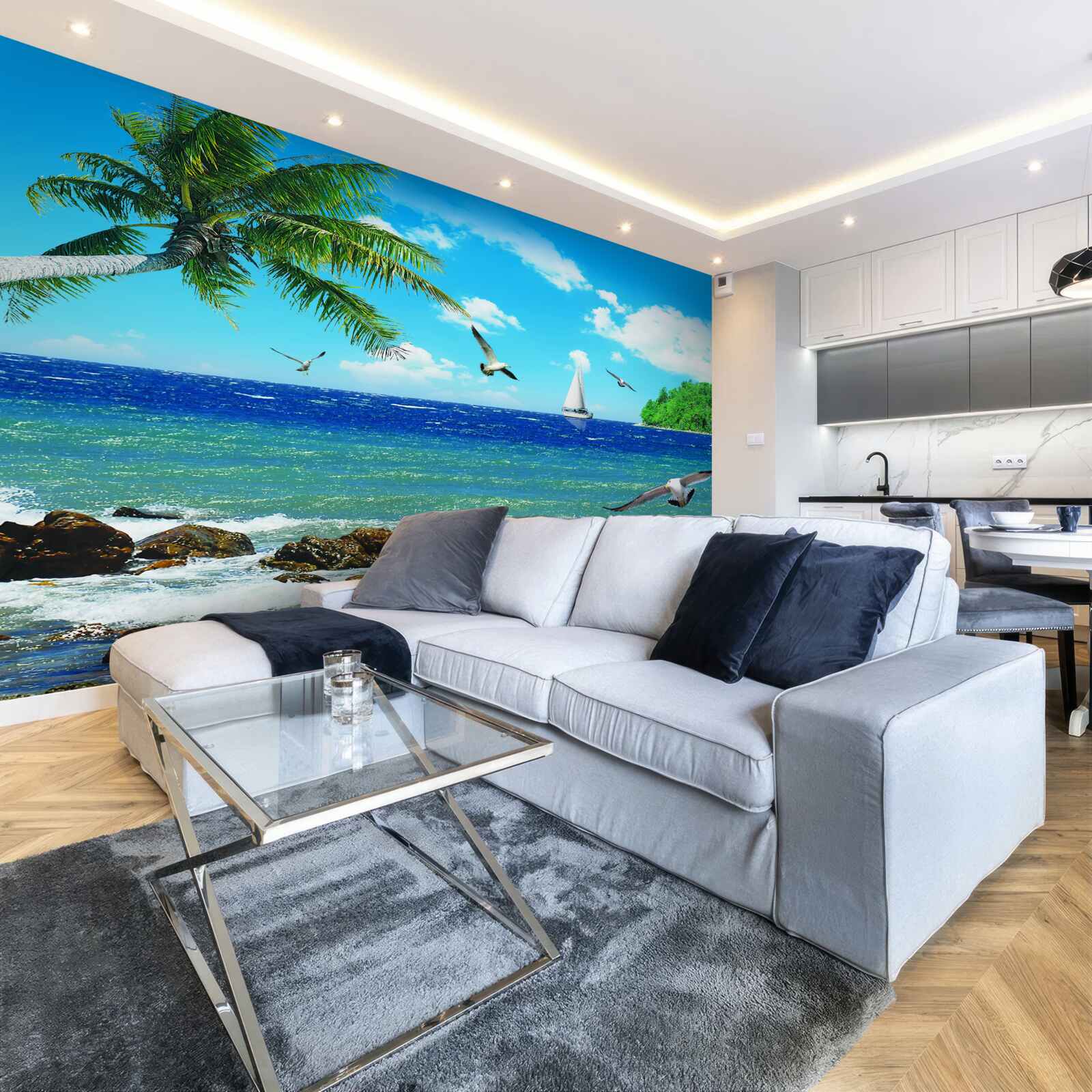 Fototapeta rozbúrené more a morské vtáky