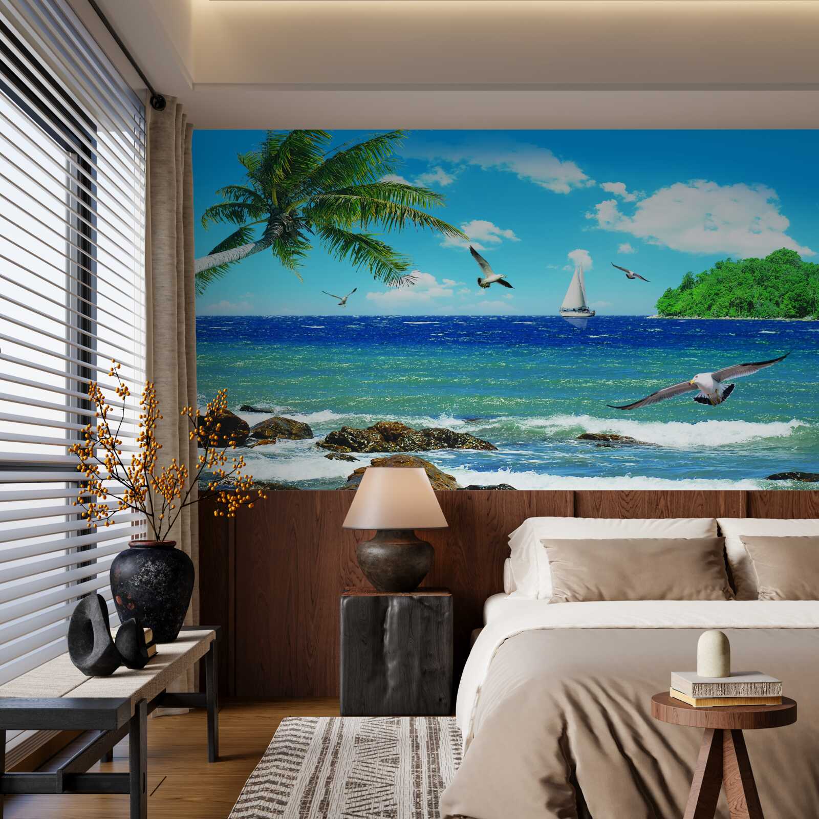 Fototapeta rozbúrené more a morské vtáky