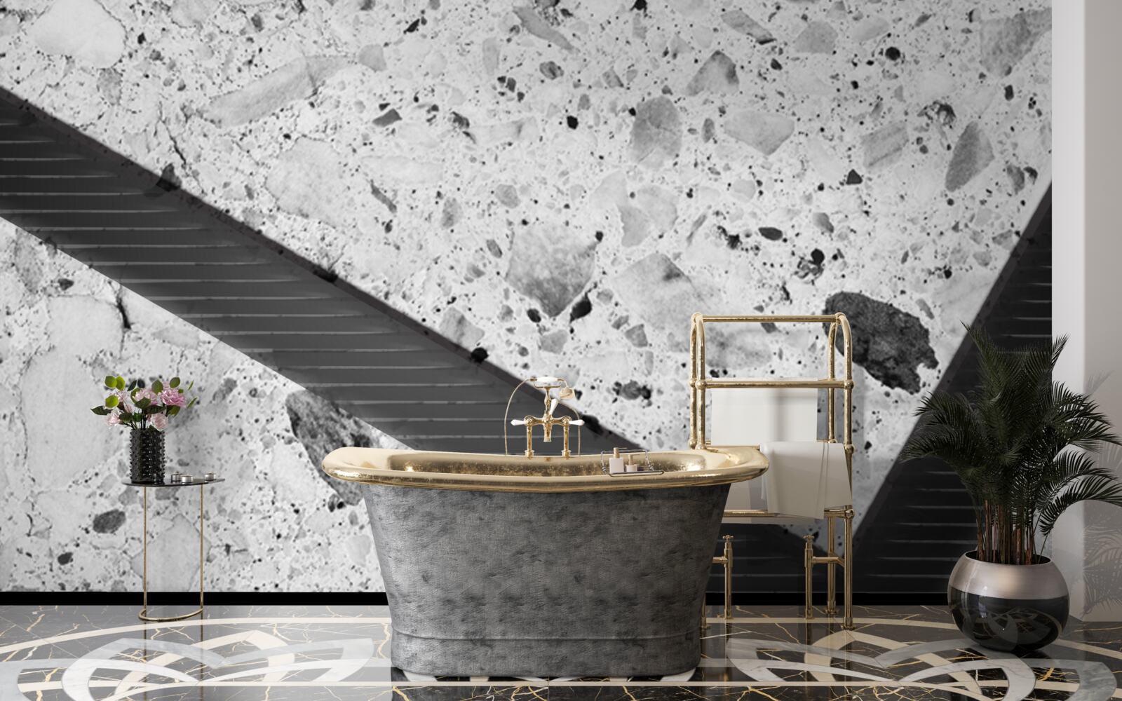 Fototapeta mramorová textúra s čiernymi škvrnami