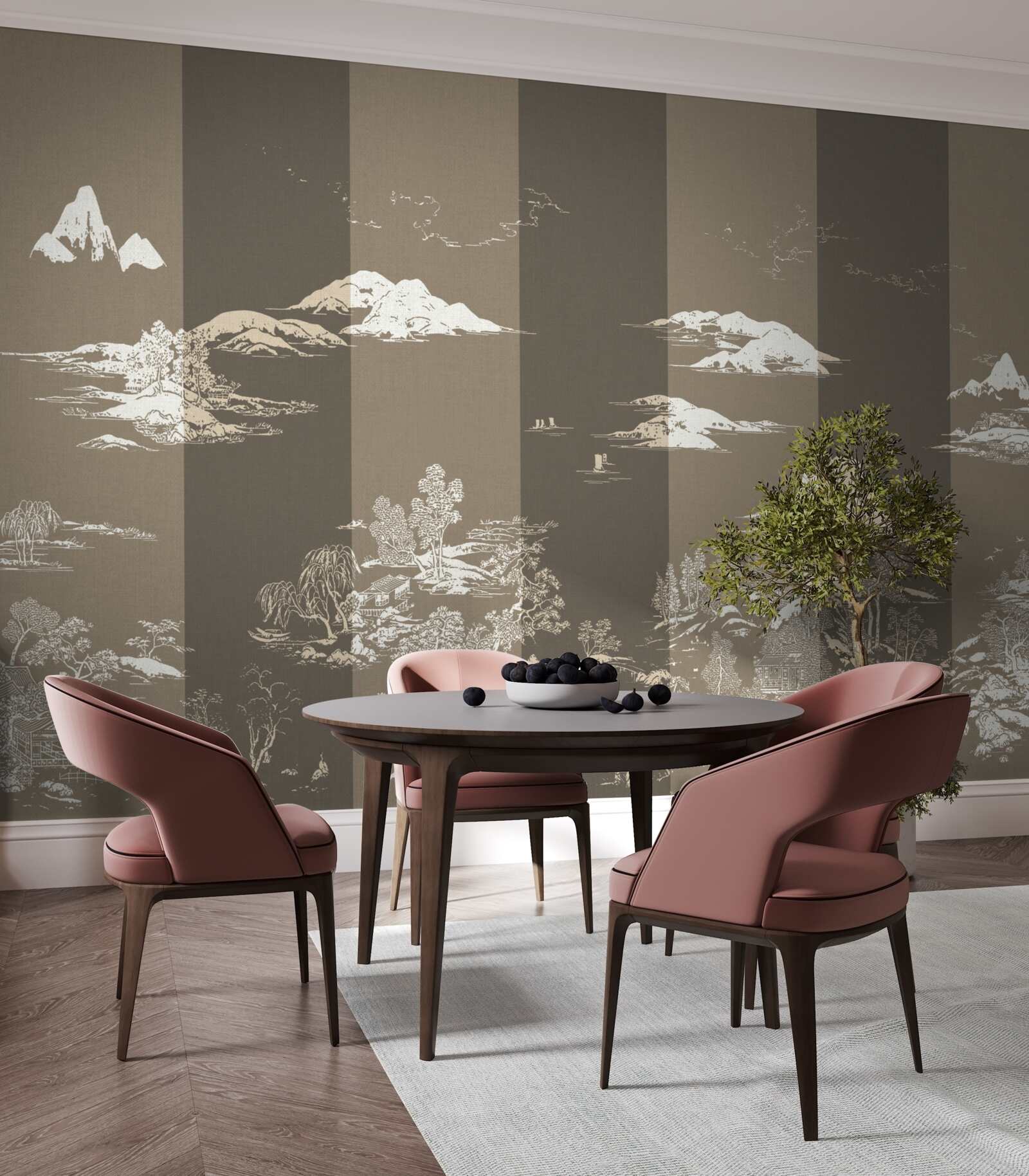 Fototapeta Záhrady v japonskom štýle a horské krajiny