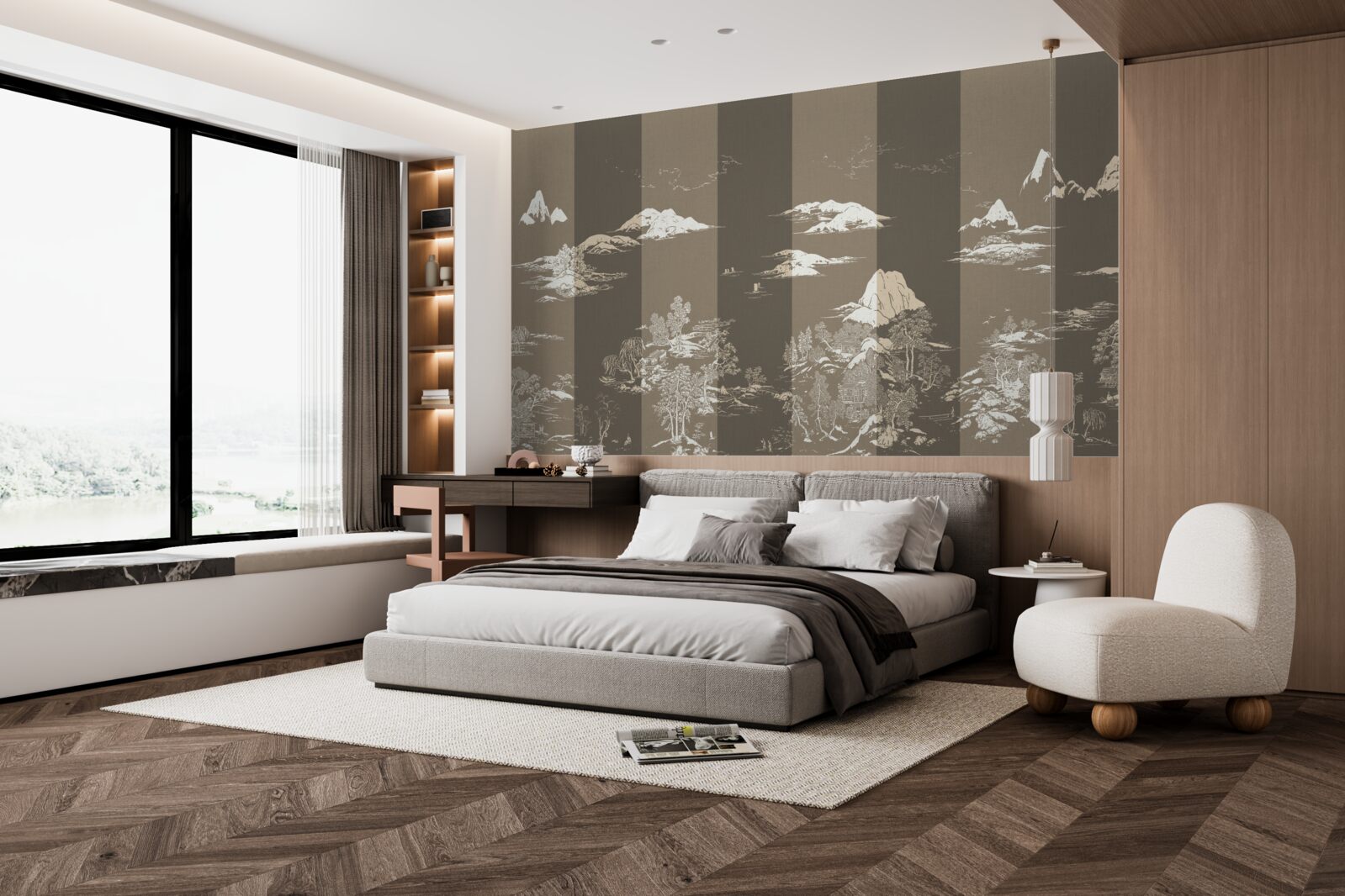 Fototapeta Záhrady v japonskom štýle a horské krajiny