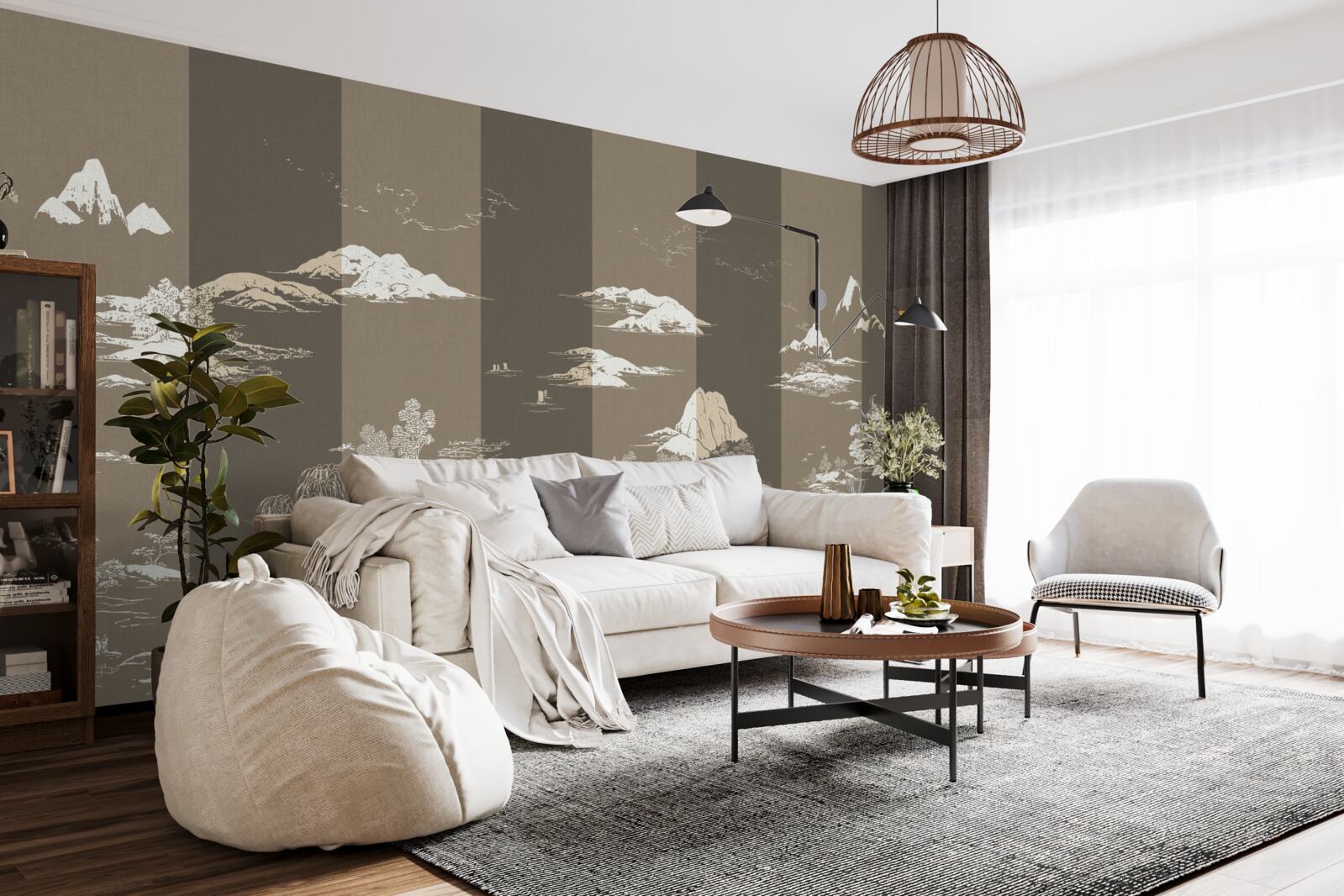 Fototapeta Záhrady v japonskom štýle a horské krajiny