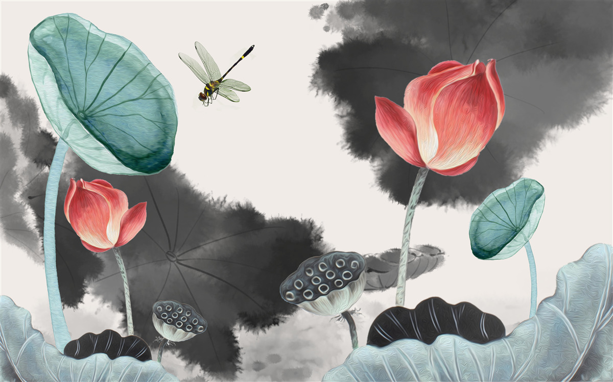 Fototapeta majestátne mýtické rastliny a lietajúci hmyz