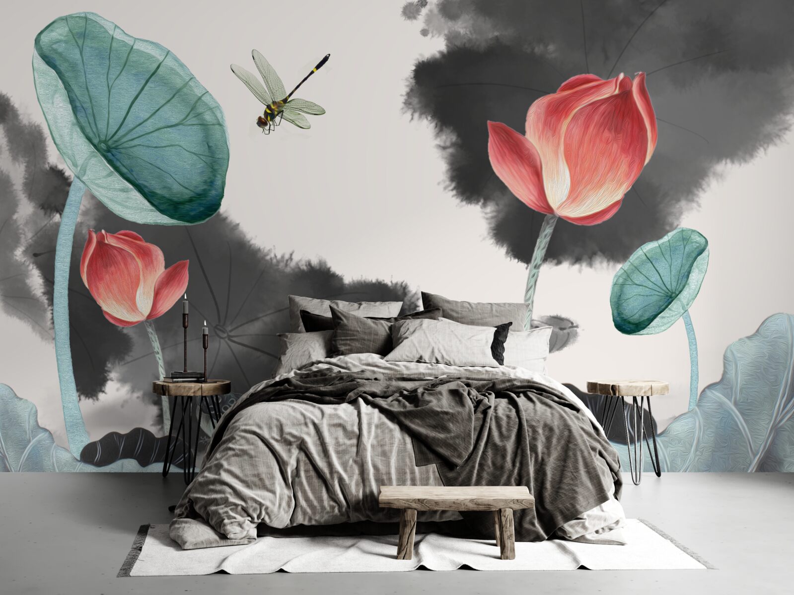 Fototapeta majestátne mýtické rastliny a lietajúci hmyz