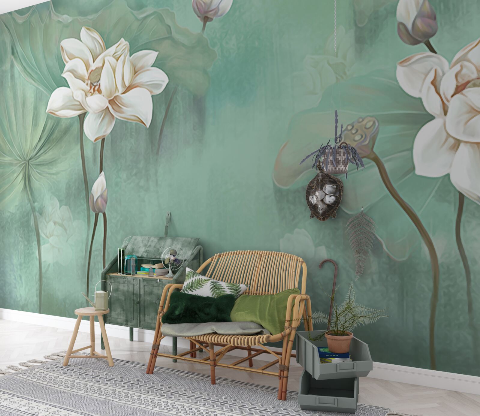 Fototapeta Čínske lotosy sú biele