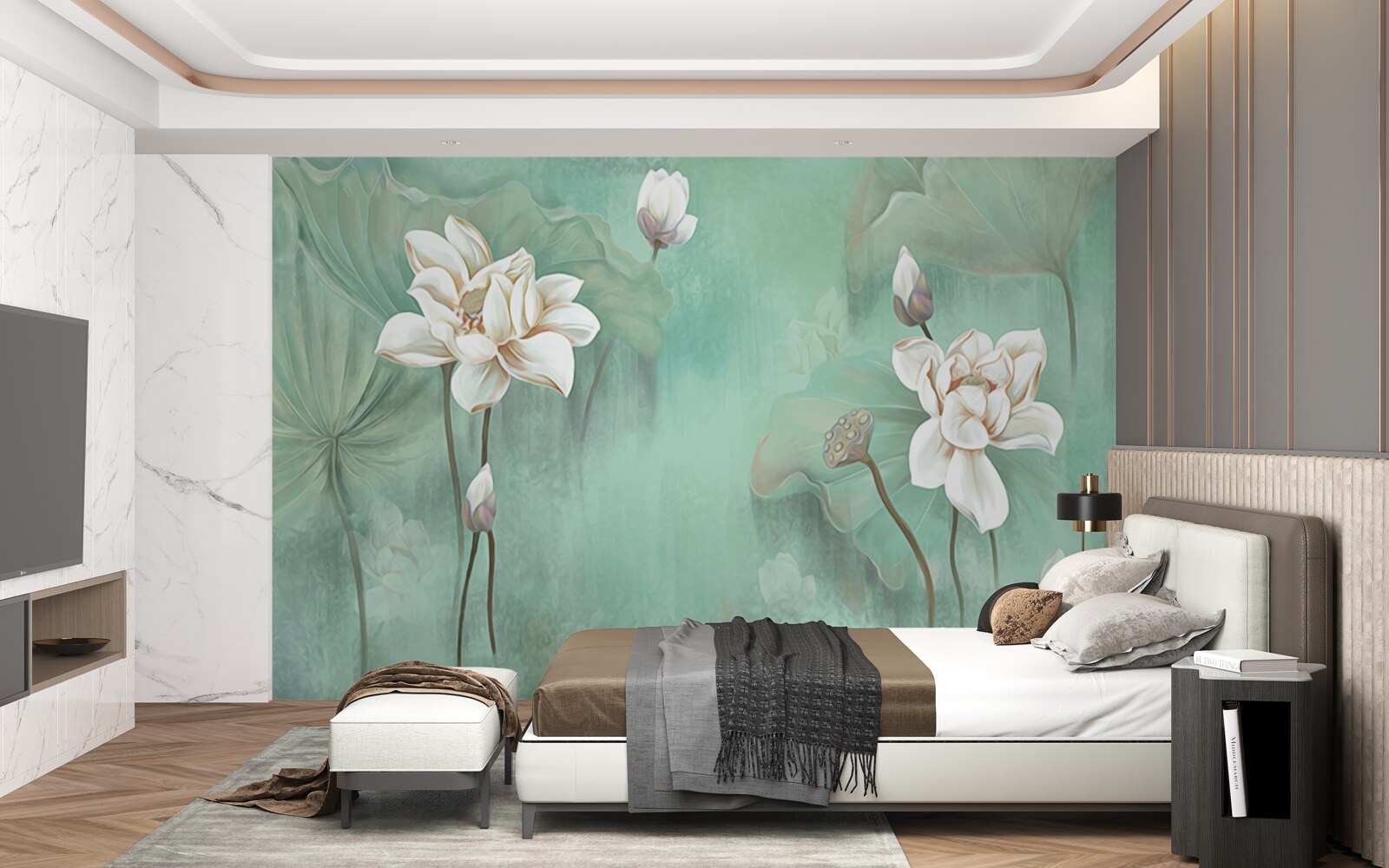 Fototapeta Čínske lotosy sú biele