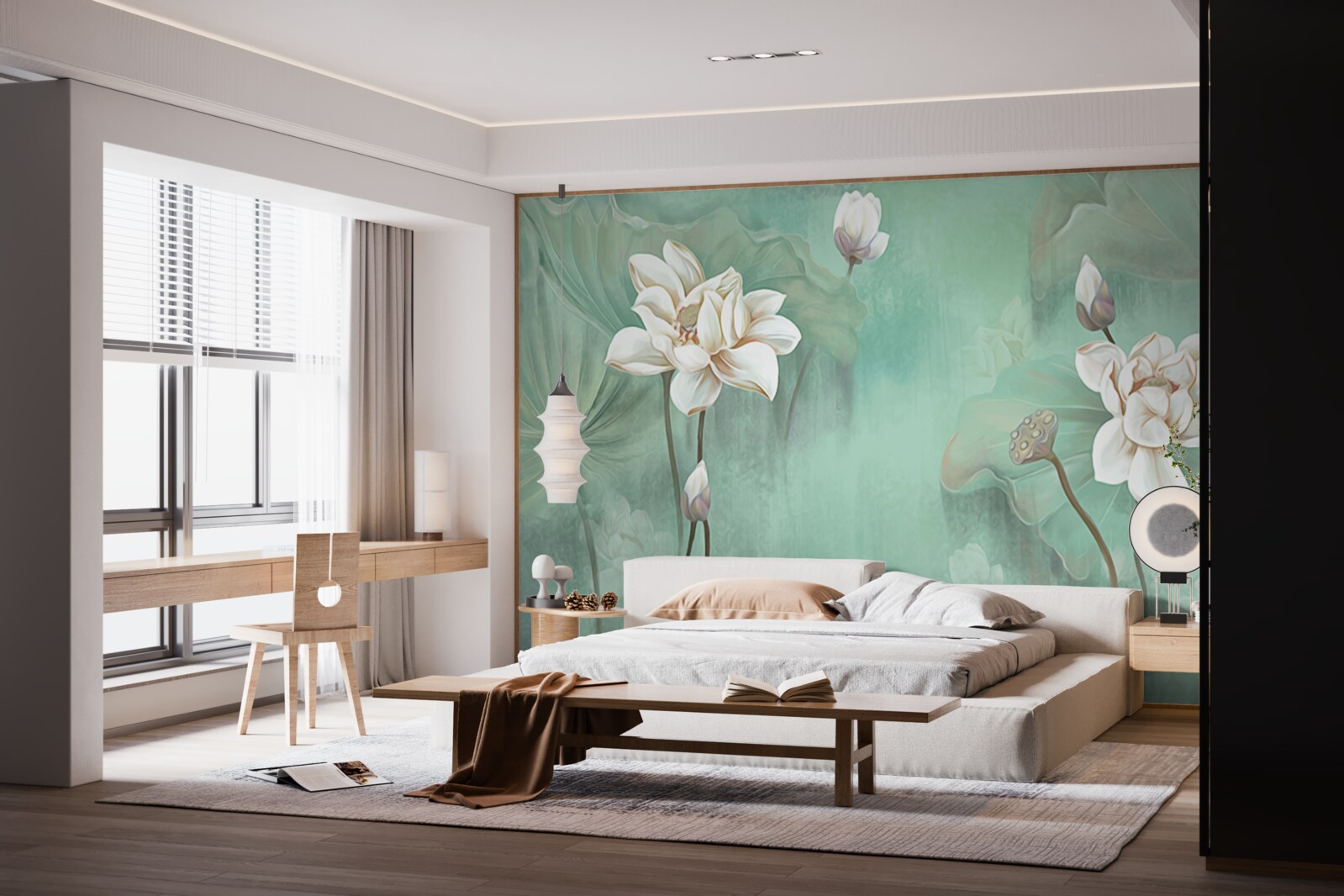 Fototapeta Čínske lotosy sú biele