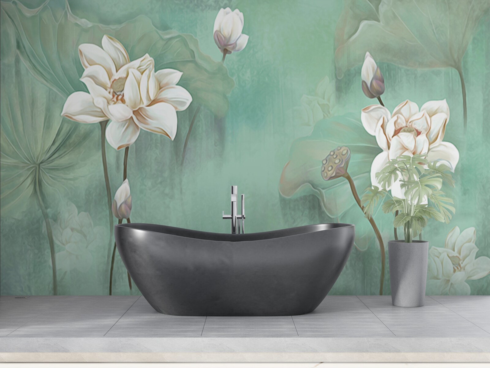 Fototapeta Čínske lotosy sú biele