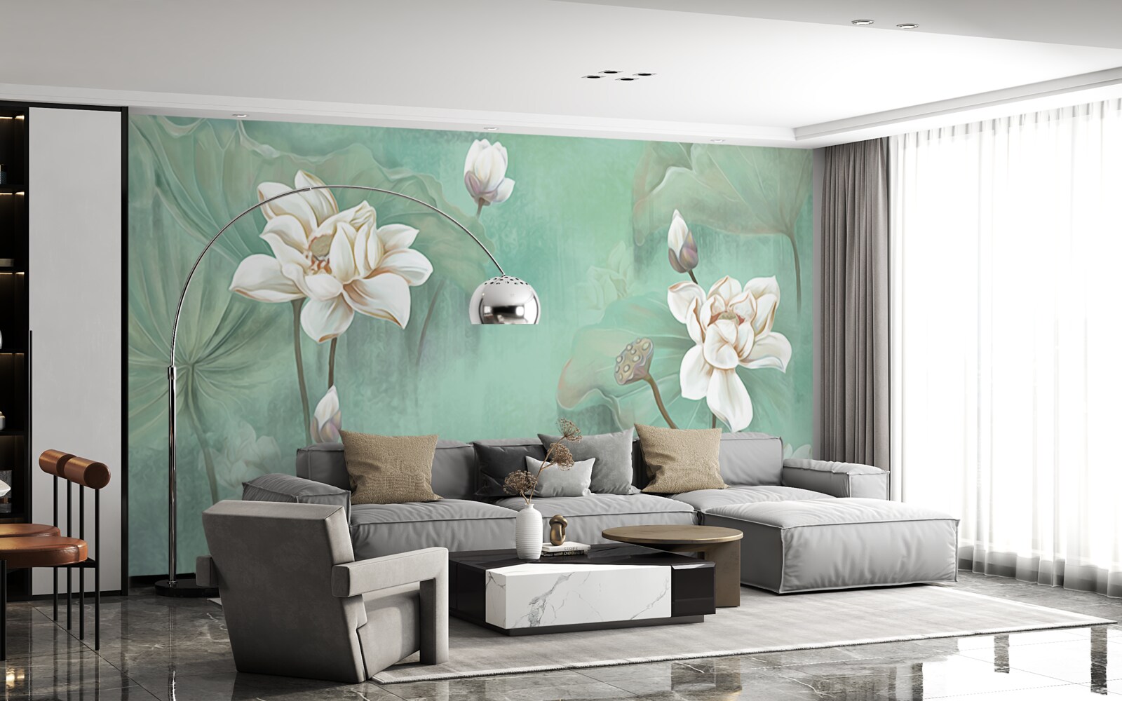 Fototapeta Čínske lotosy sú biele