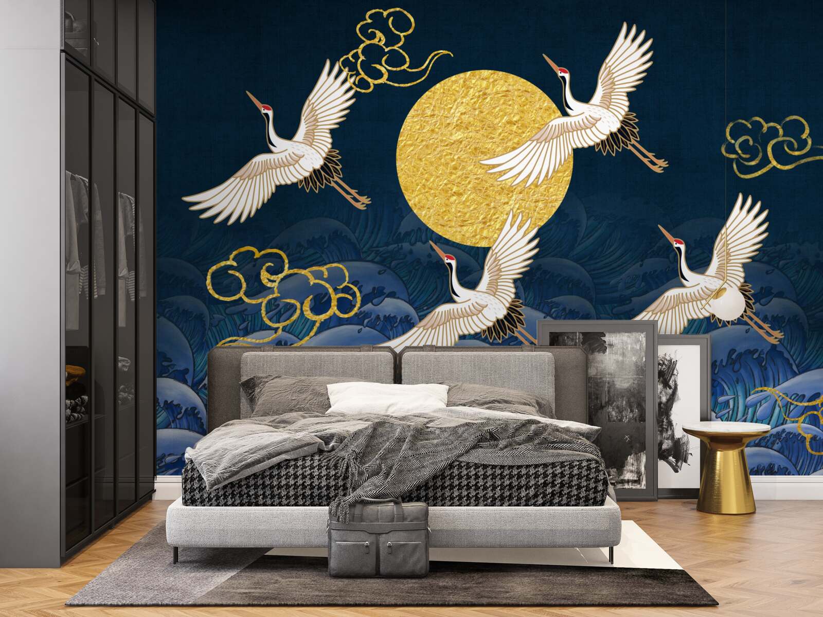 Fototapeta skupina žeriavov smeruje k ich domovu