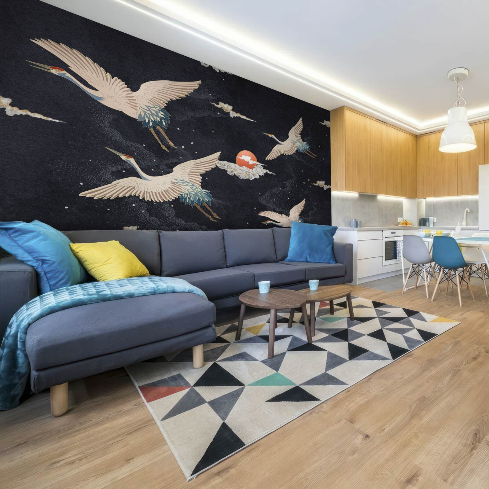 Fototapeta Žeriavy odlietajú pri hľadaní tepla