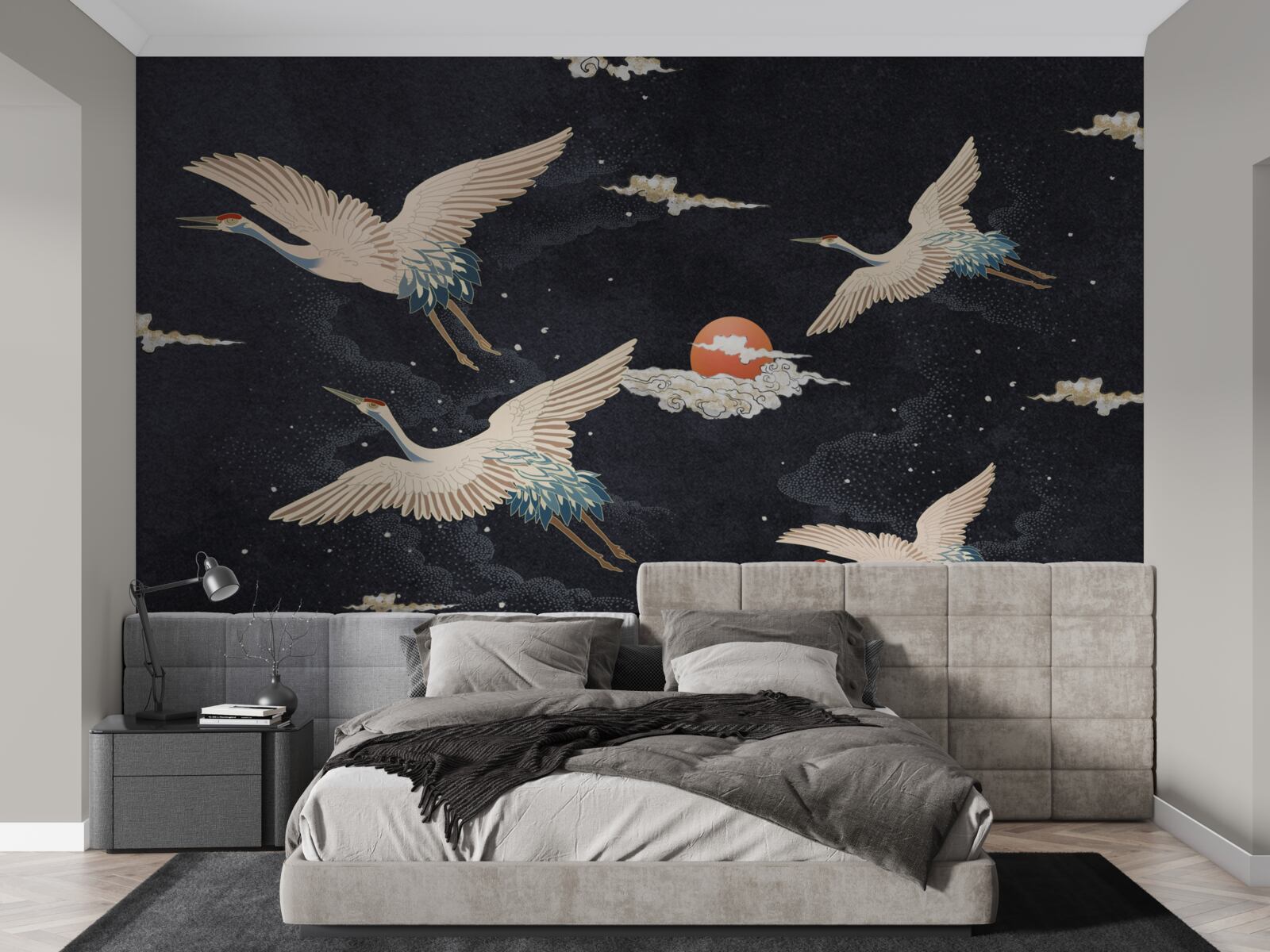 Fototapeta Žeriavy odlietajú pri hľadaní tepla