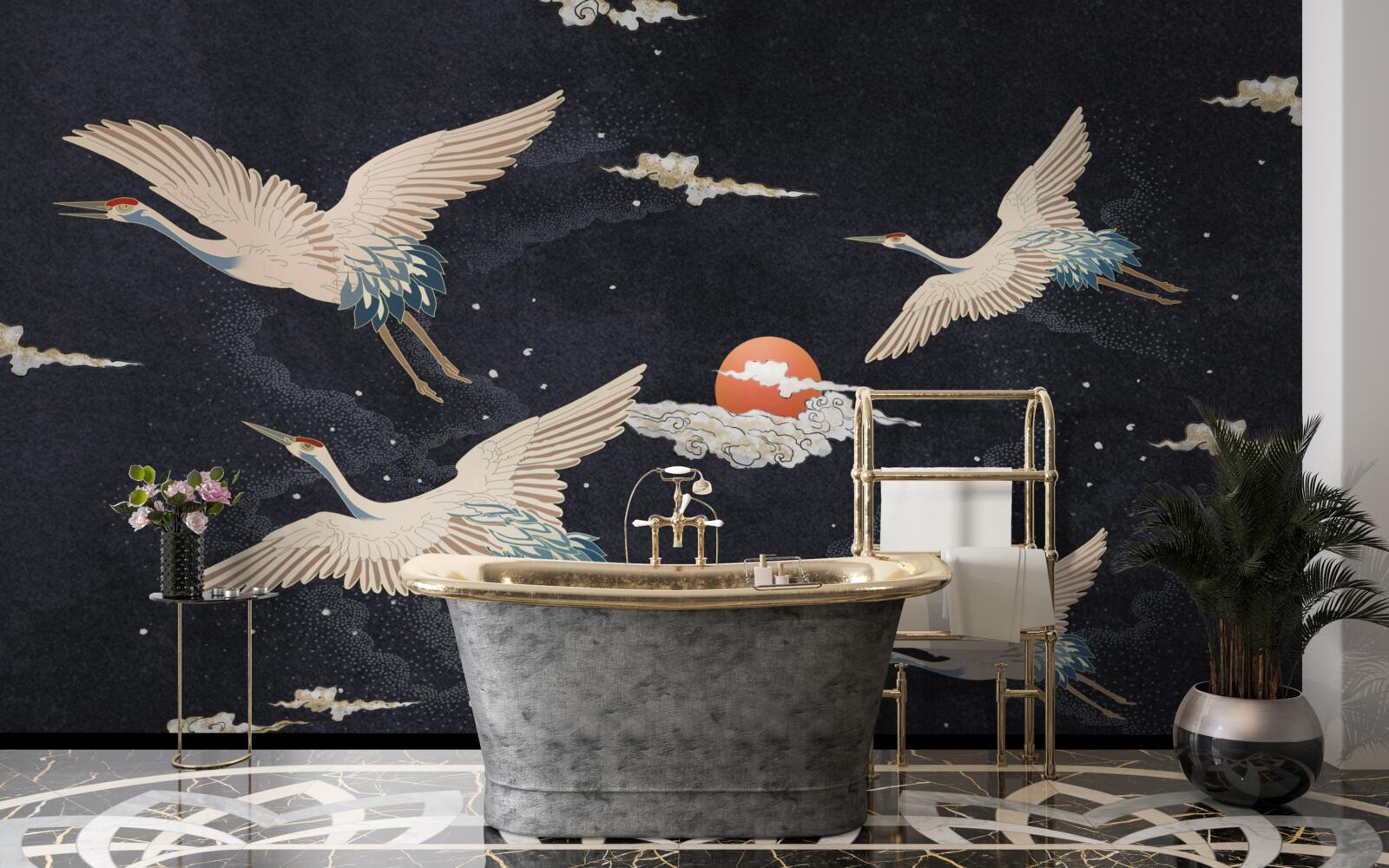 Fototapeta Žeriavy odlietajú pri hľadaní tepla