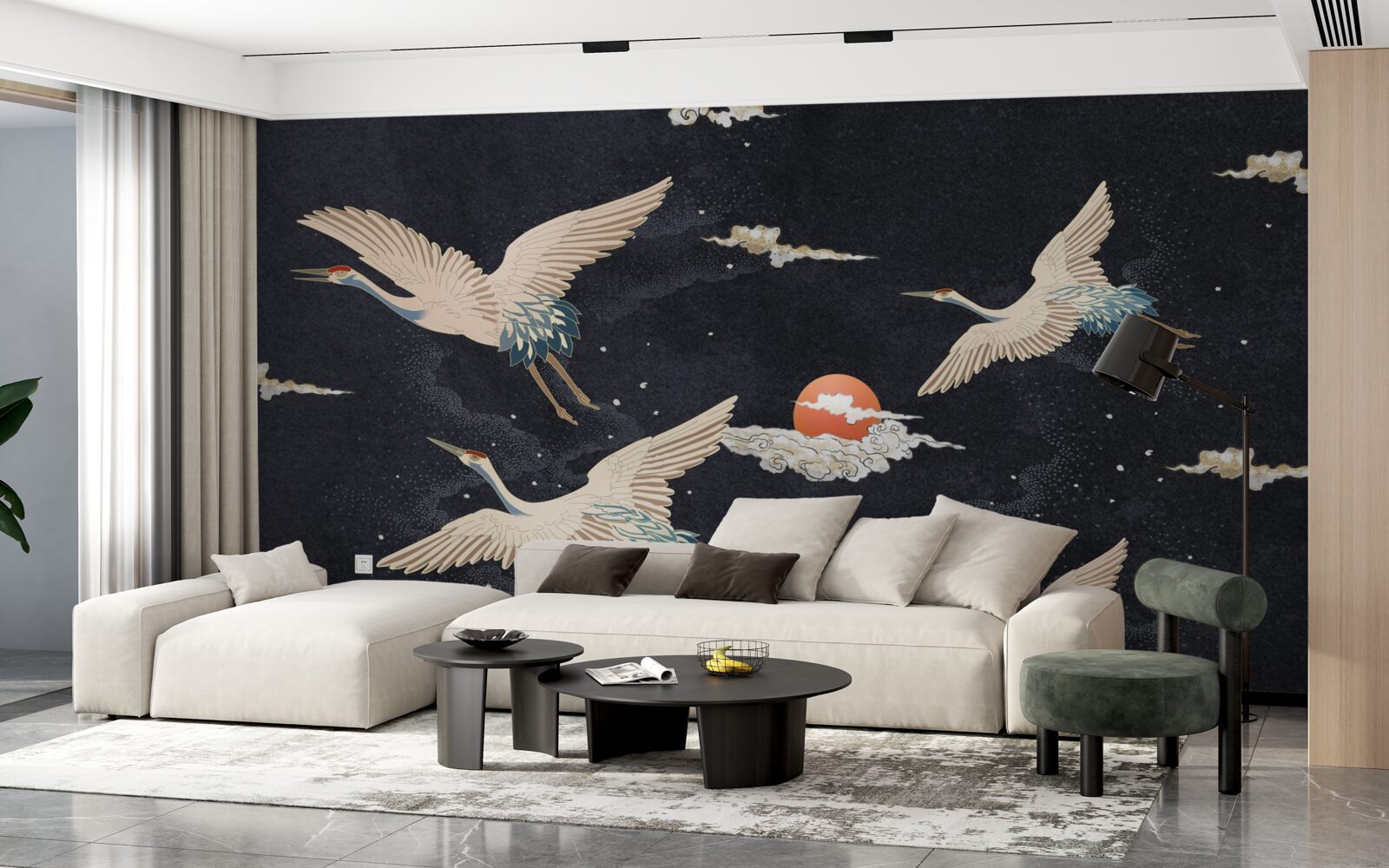 Fototapeta Žeriavy odlietajú pri hľadaní tepla