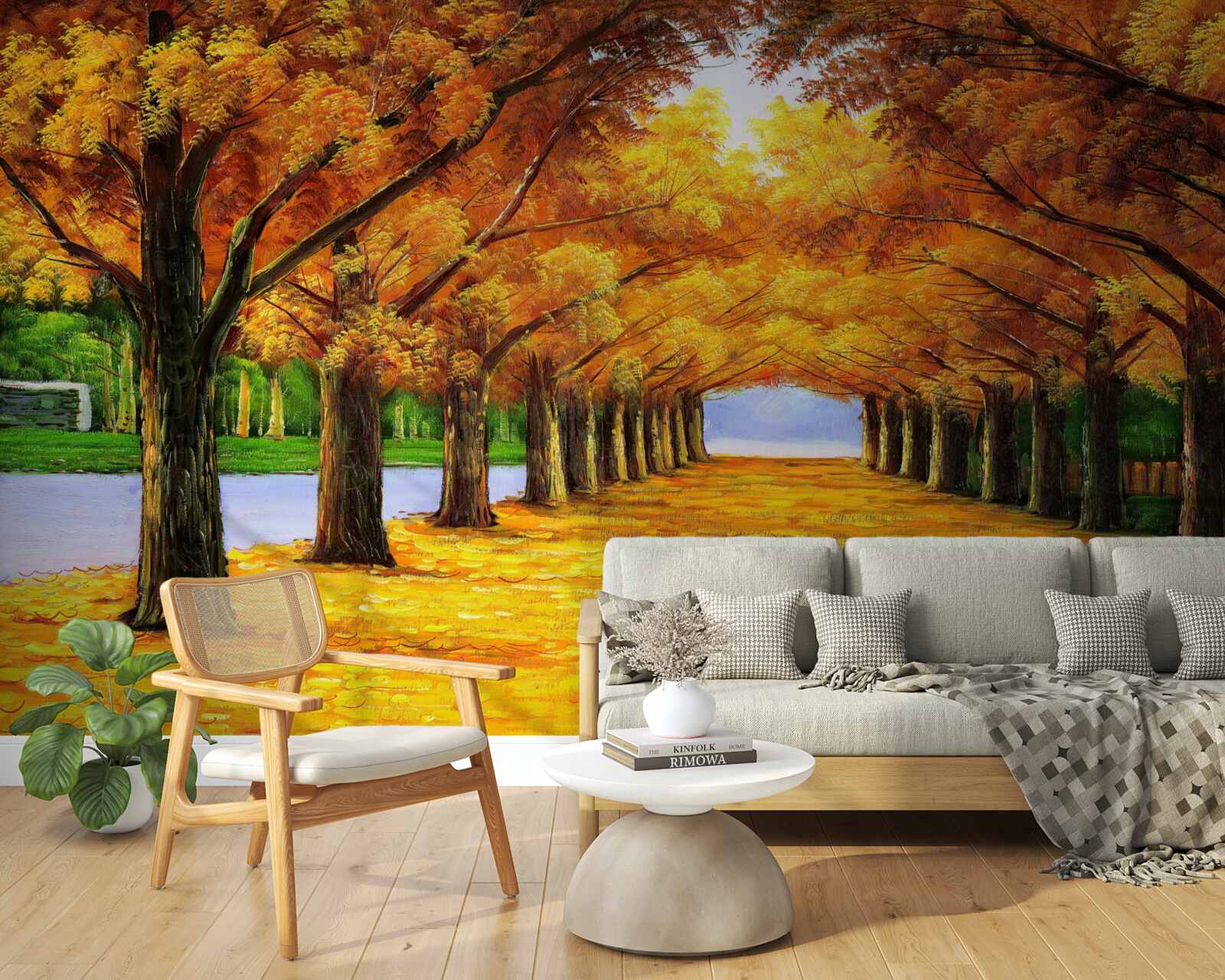 Fototapeta jesenné obdobie v parku so stromami pokrytými listami