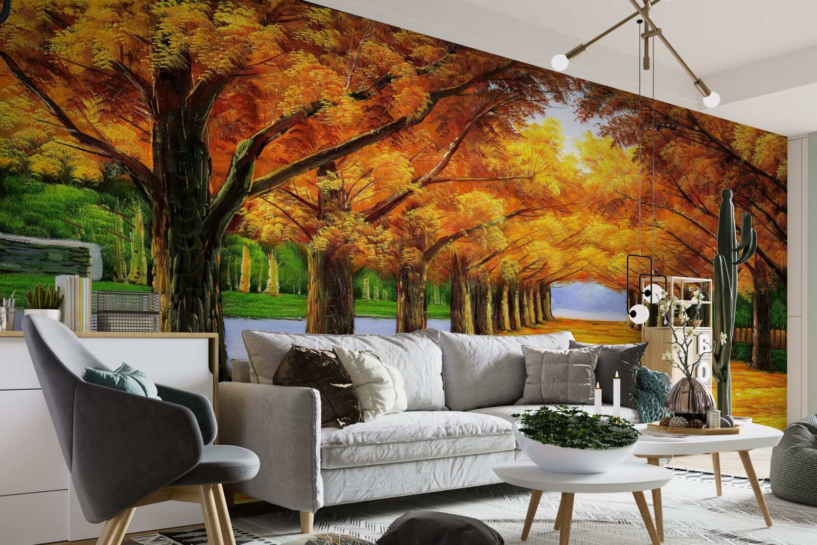 Fototapeta jesenné obdobie v parku so stromami pokrytými listami