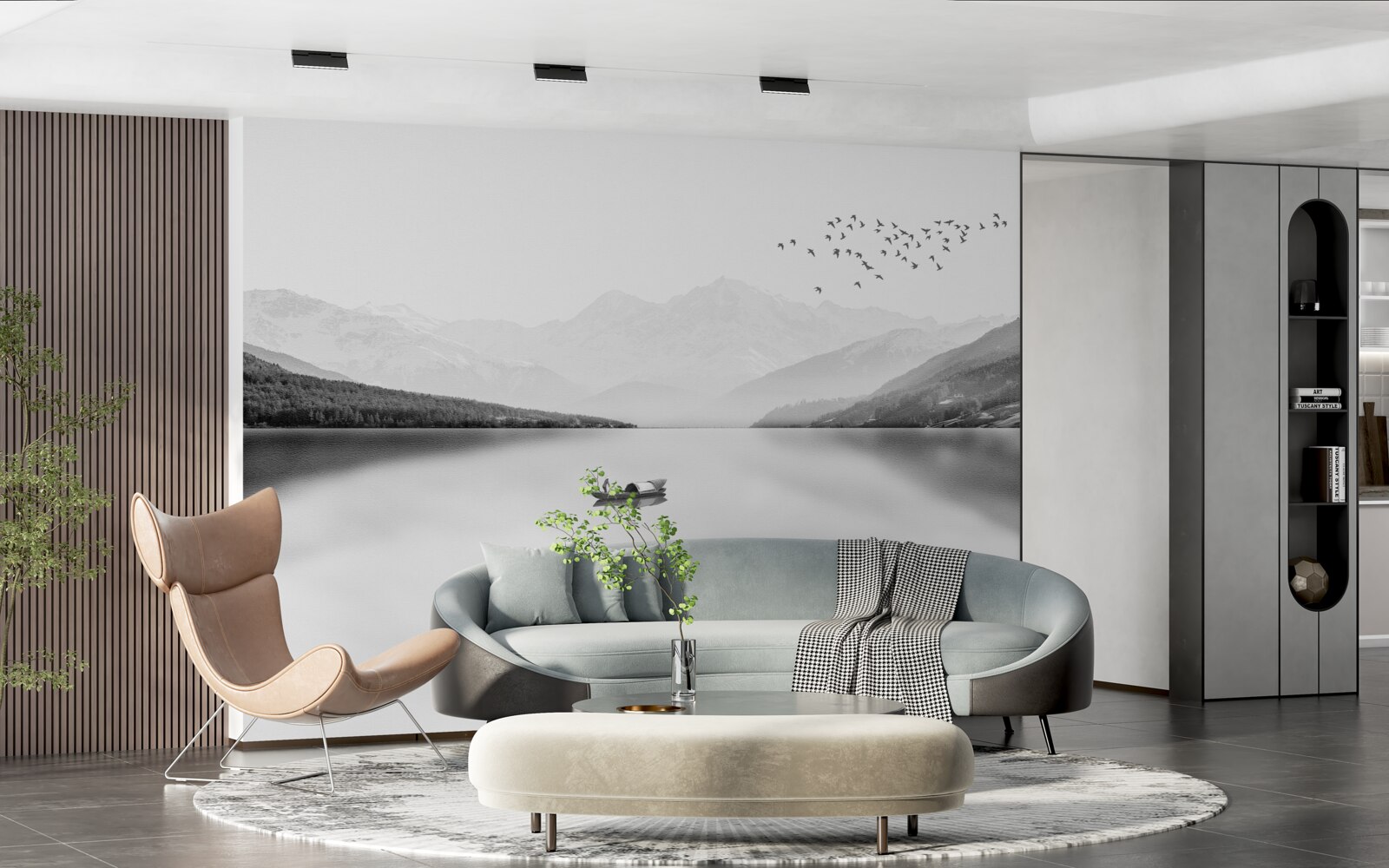 Fototapeta rybár v centre pokojného rybníka