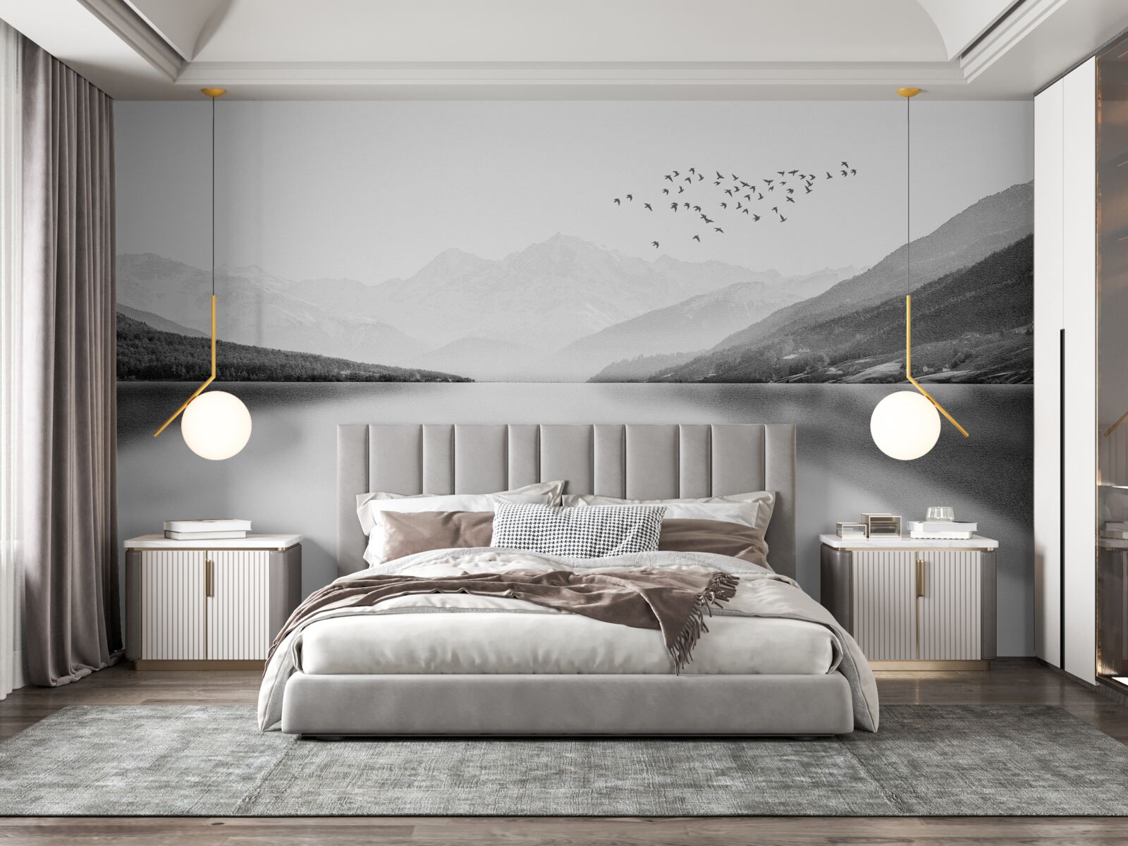 Fototapeta rybár v centre pokojného rybníka