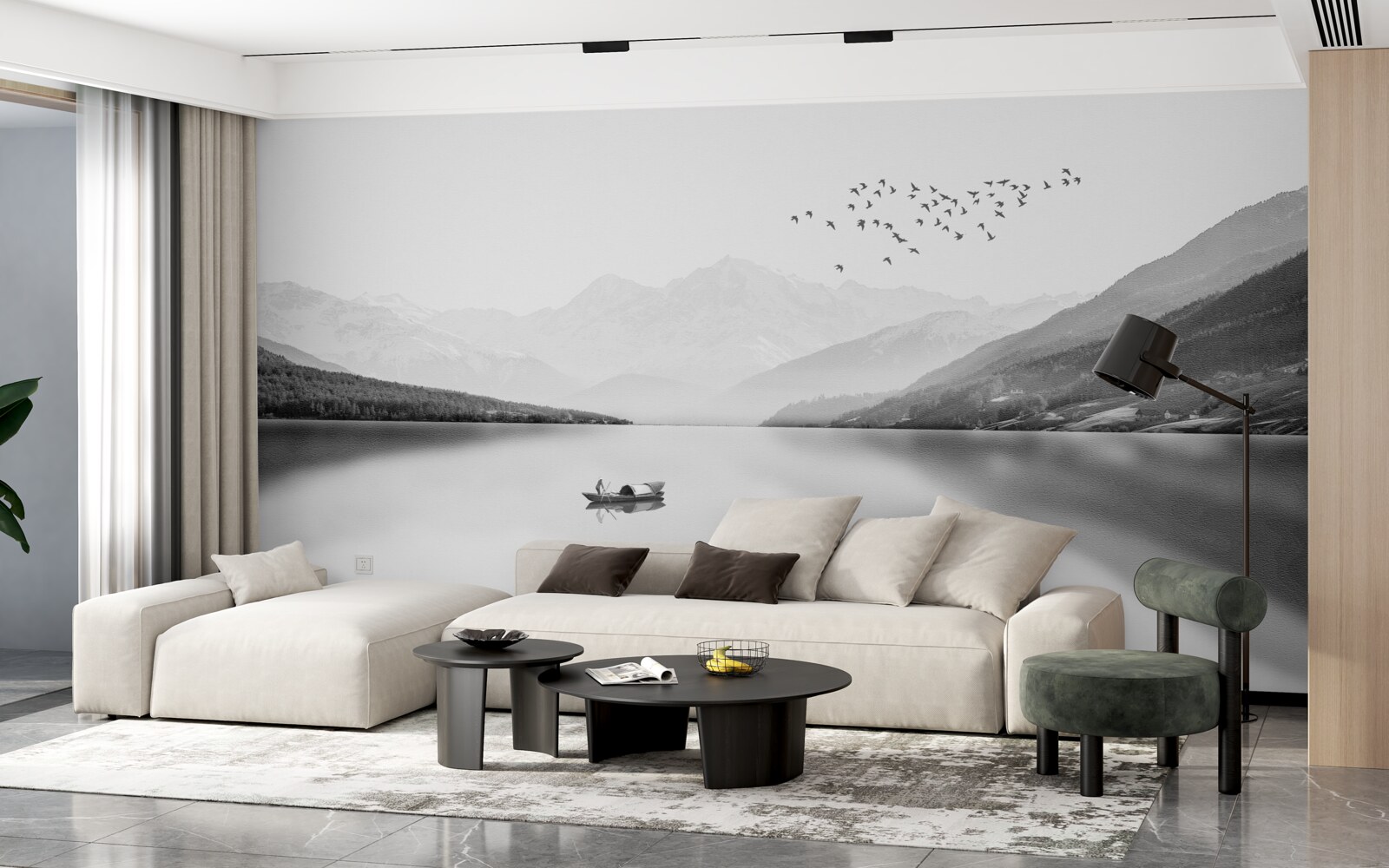 Fototapeta rybár v centre pokojného rybníka