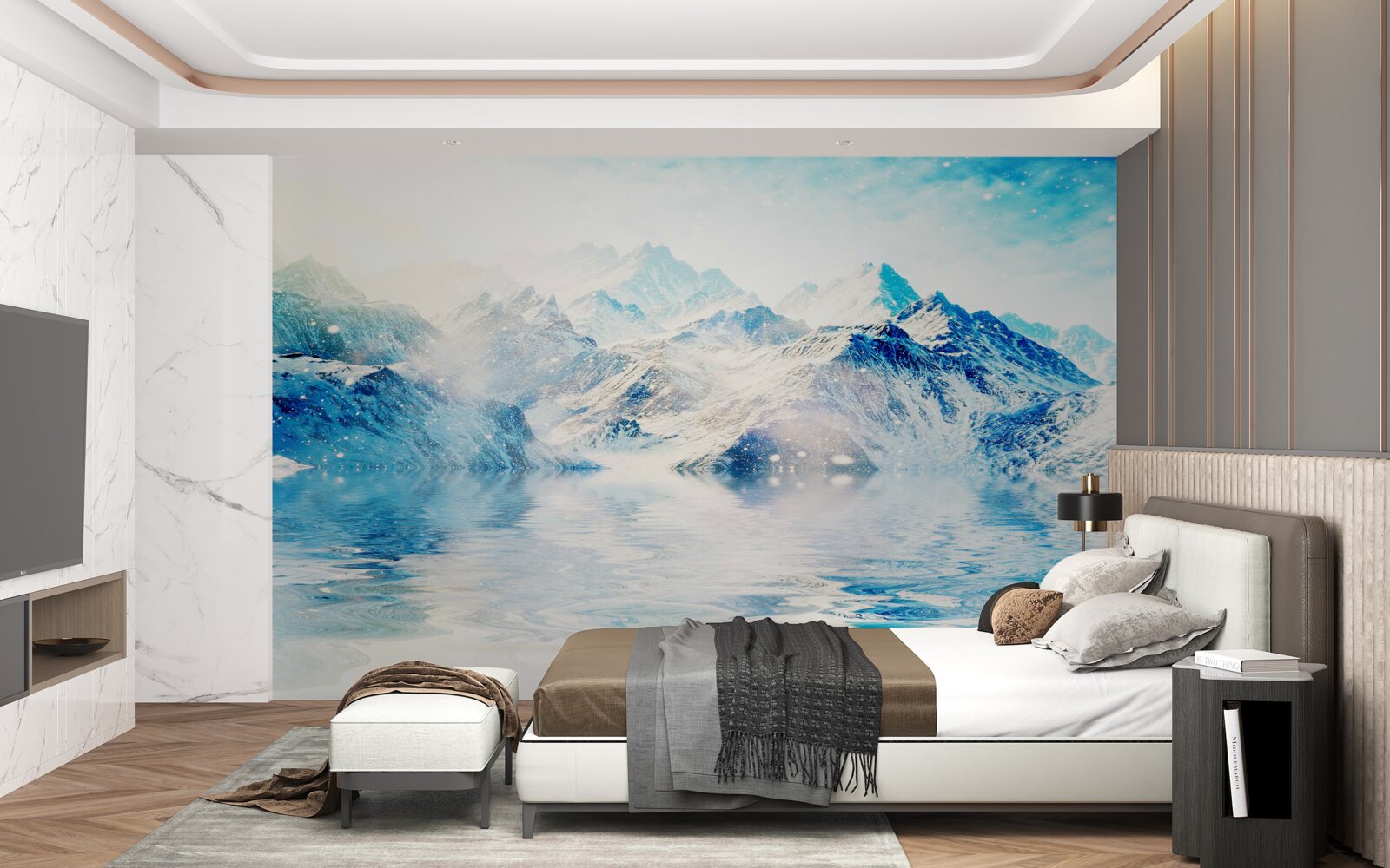 Fototapeta ráno zahalené v chlade, na zamrznutom jazere