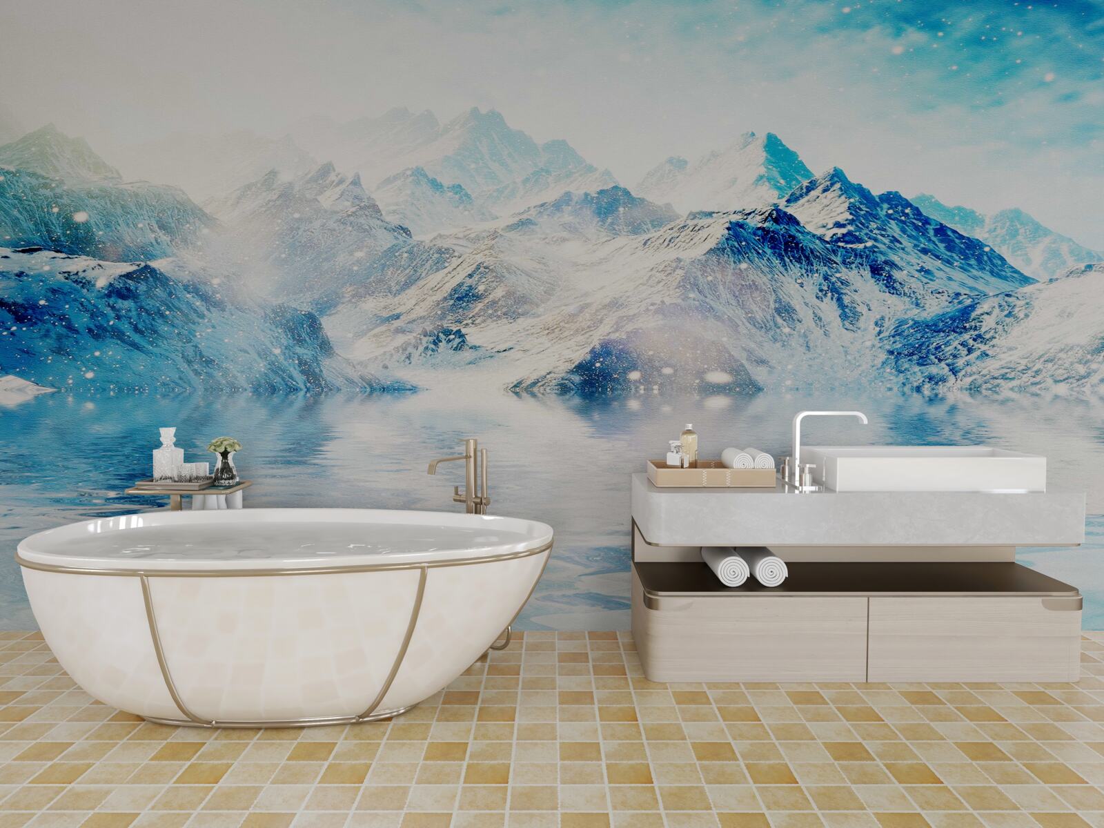 Fototapeta ráno zahalené v chlade, na zamrznutom jazere