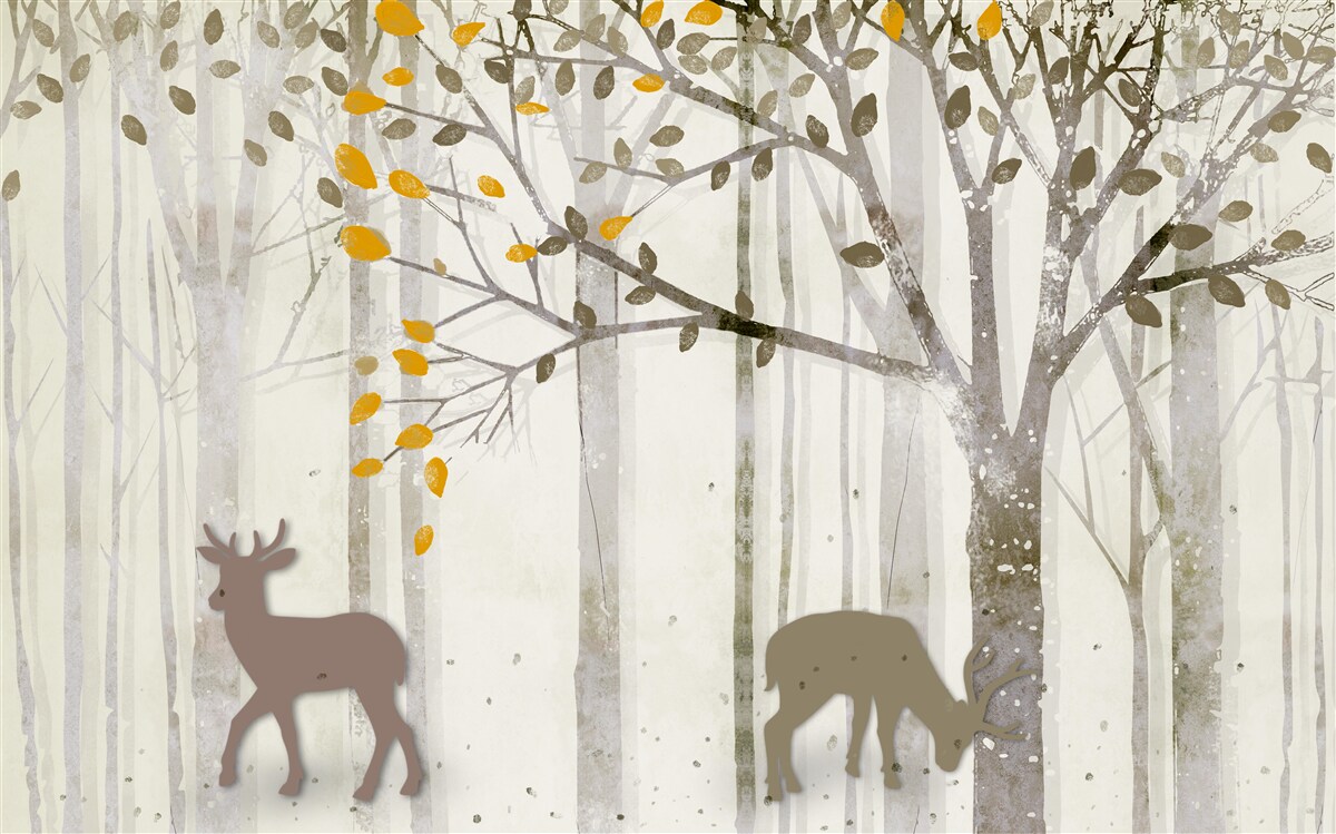 Fototapeta Jesenný les plný krásy je domovom srniek