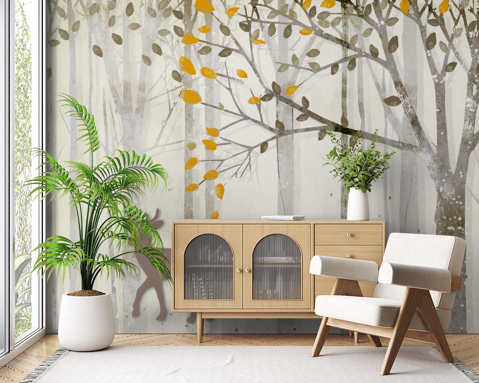 Fototapeta Jesenný les plný krásy je domovom srniek