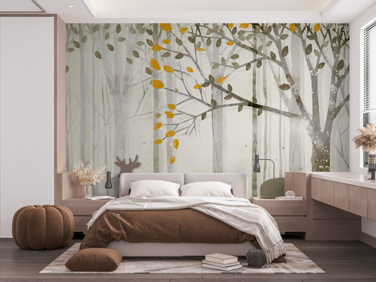 Fototapeta Jesenný les plný krásy je domovom srniek