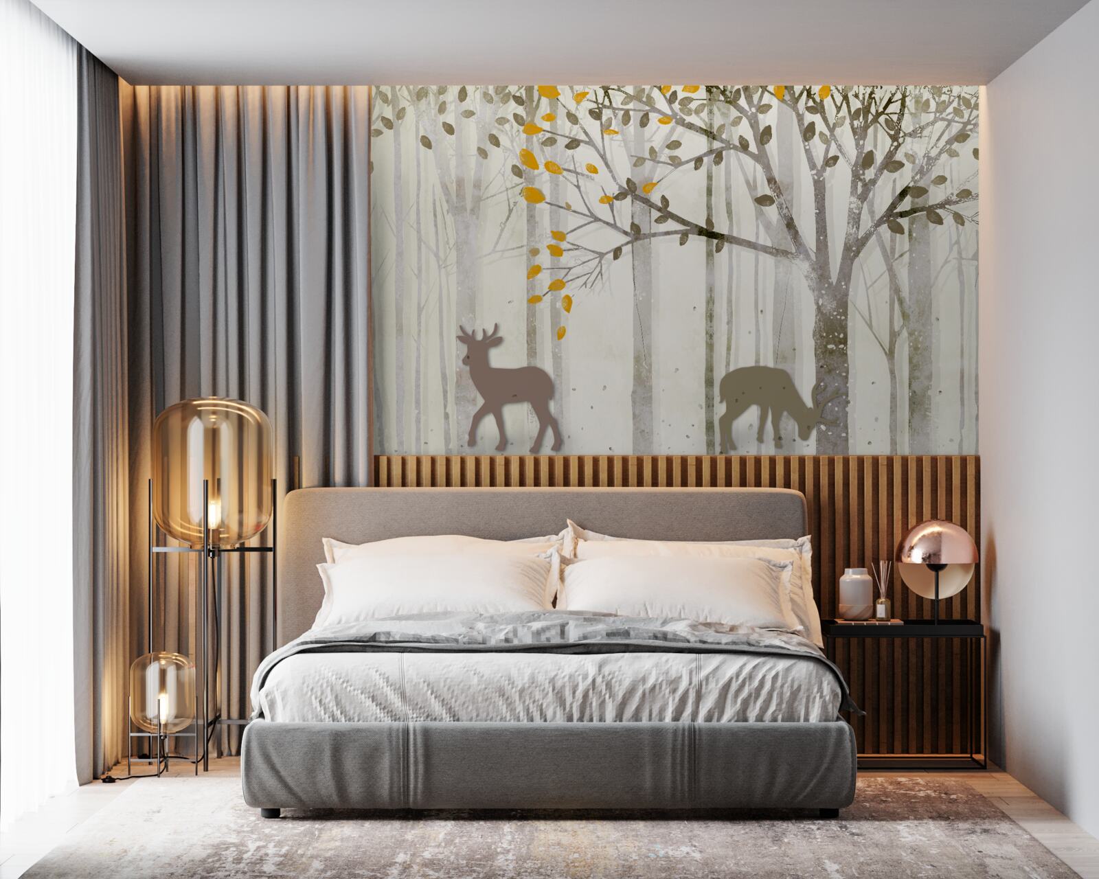 Fototapeta Jesenný les plný krásy je domovom srniek