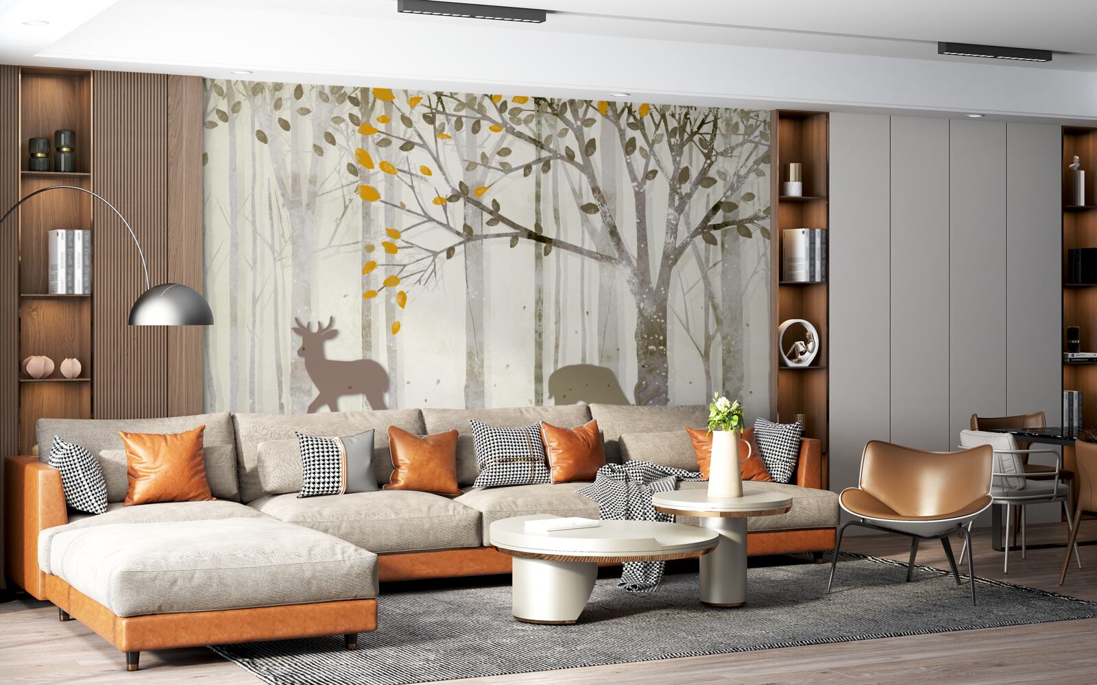 Fototapeta Jesenný les plný krásy je domovom srniek