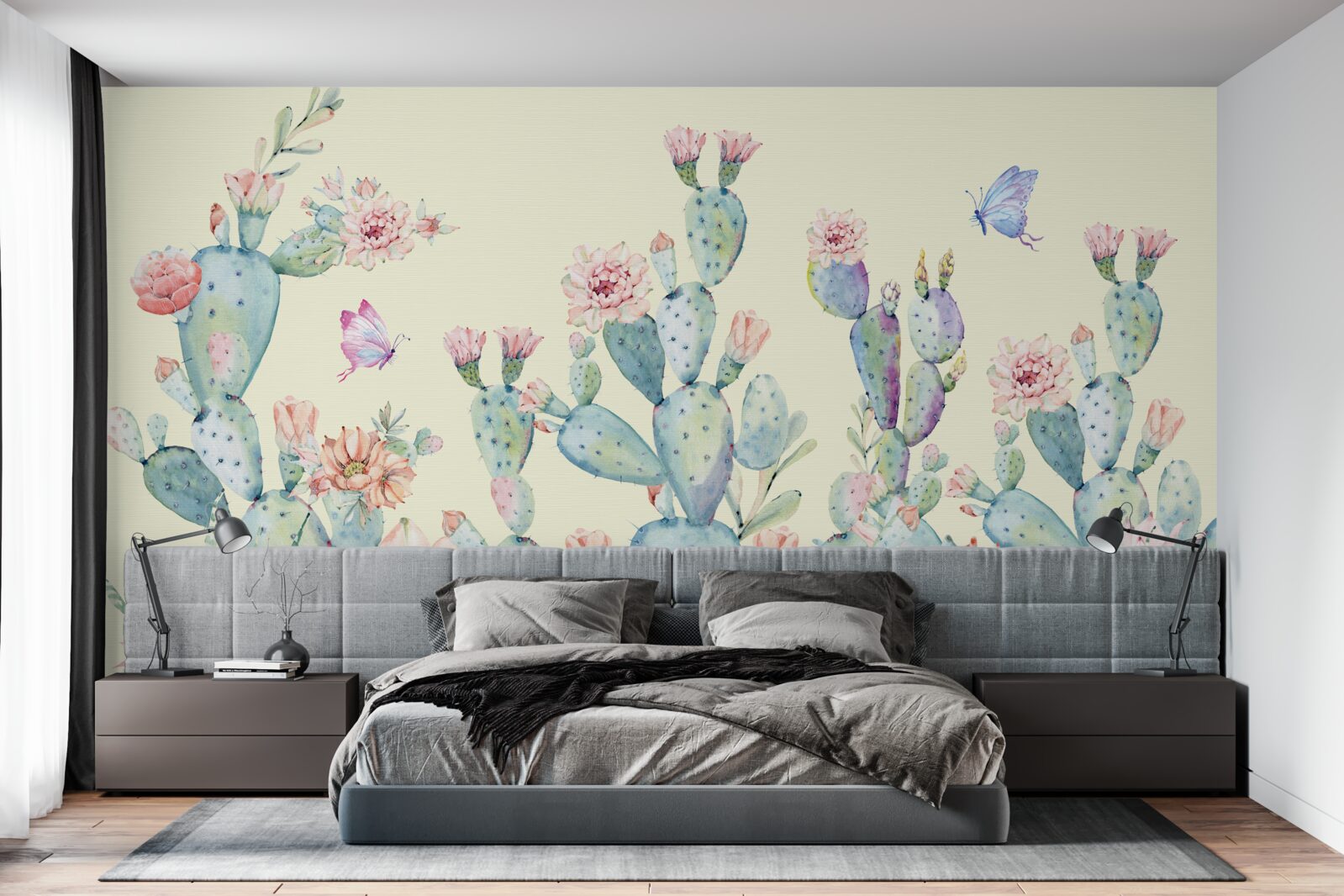 Fototapeta jemné akvarelové kaktusy