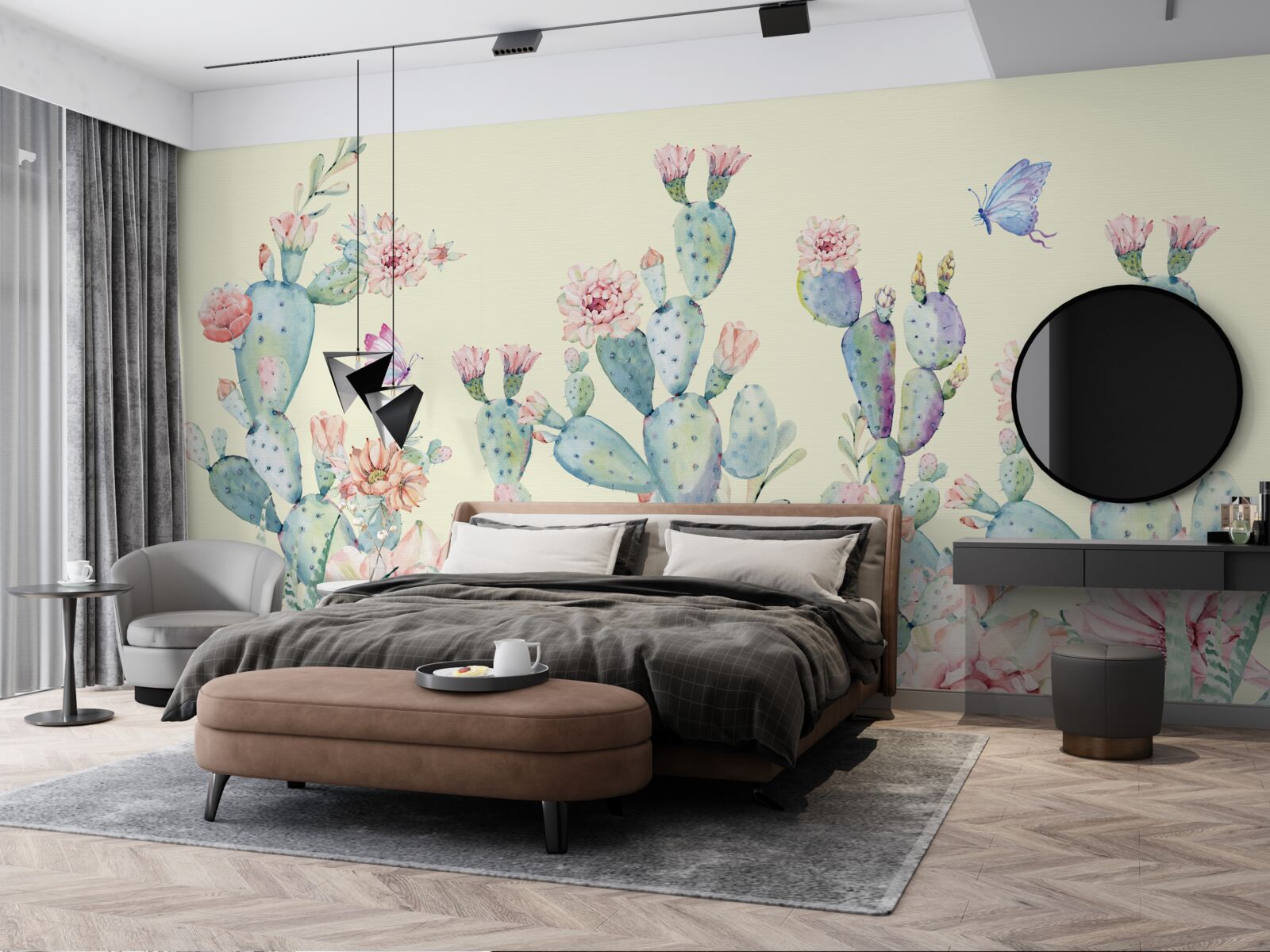 Fototapeta jemné akvarelové kaktusy