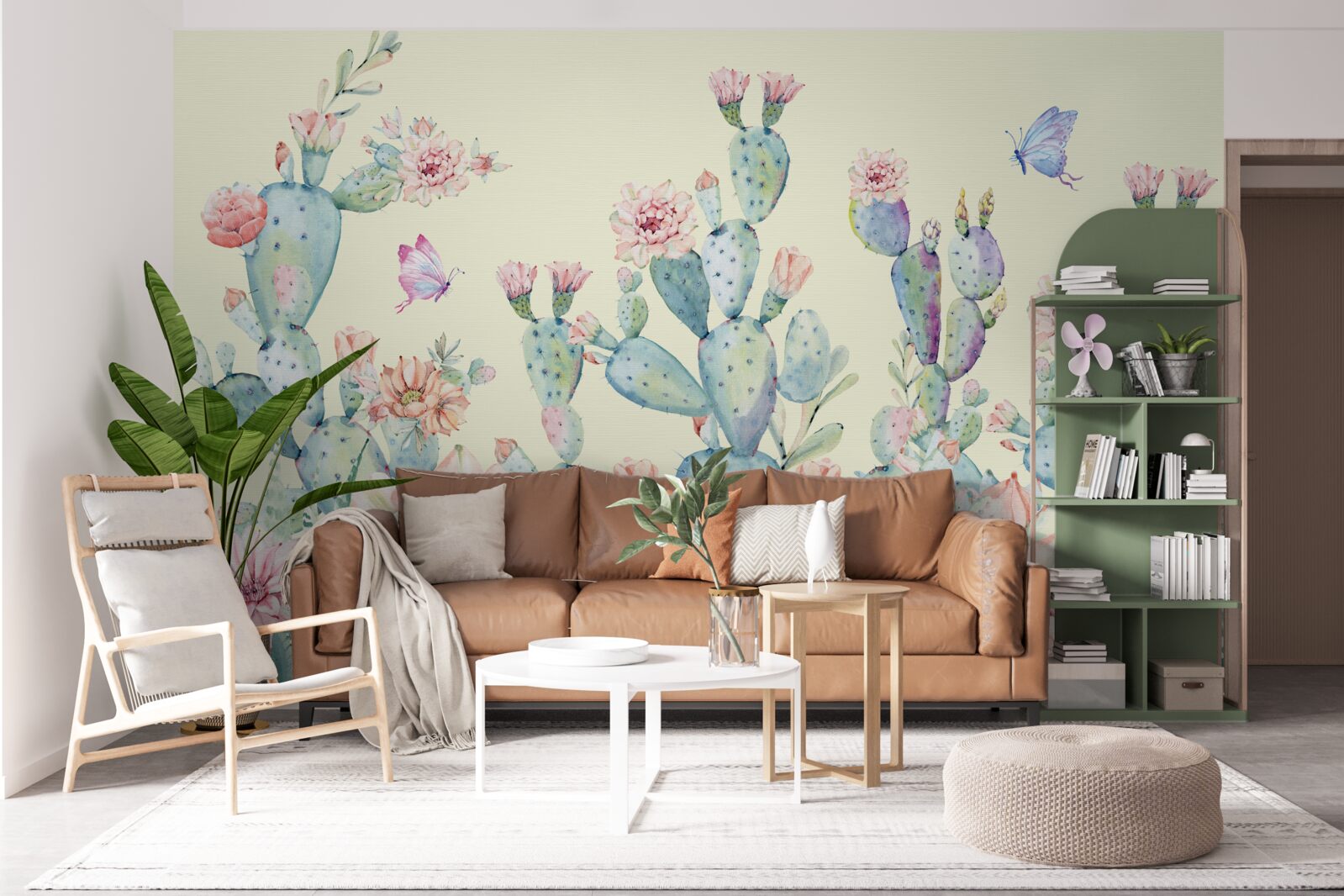 Fototapeta jemné akvarelové kaktusy